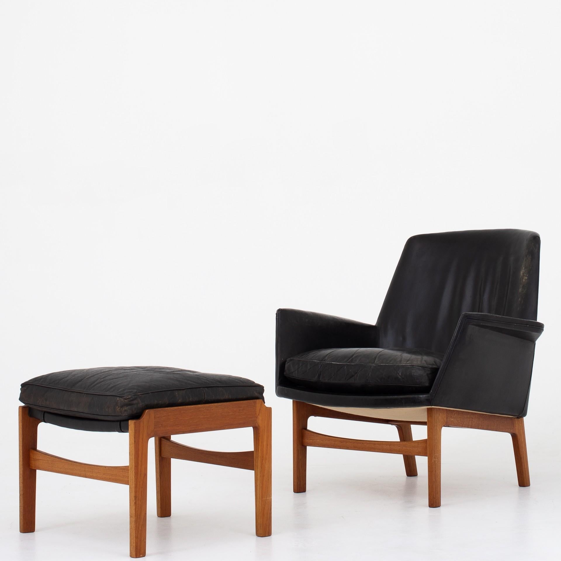 Set aus zwei einfachen Stühlen mit Hocker von Tove & Edvard Kindt Larsen im Angebot 2