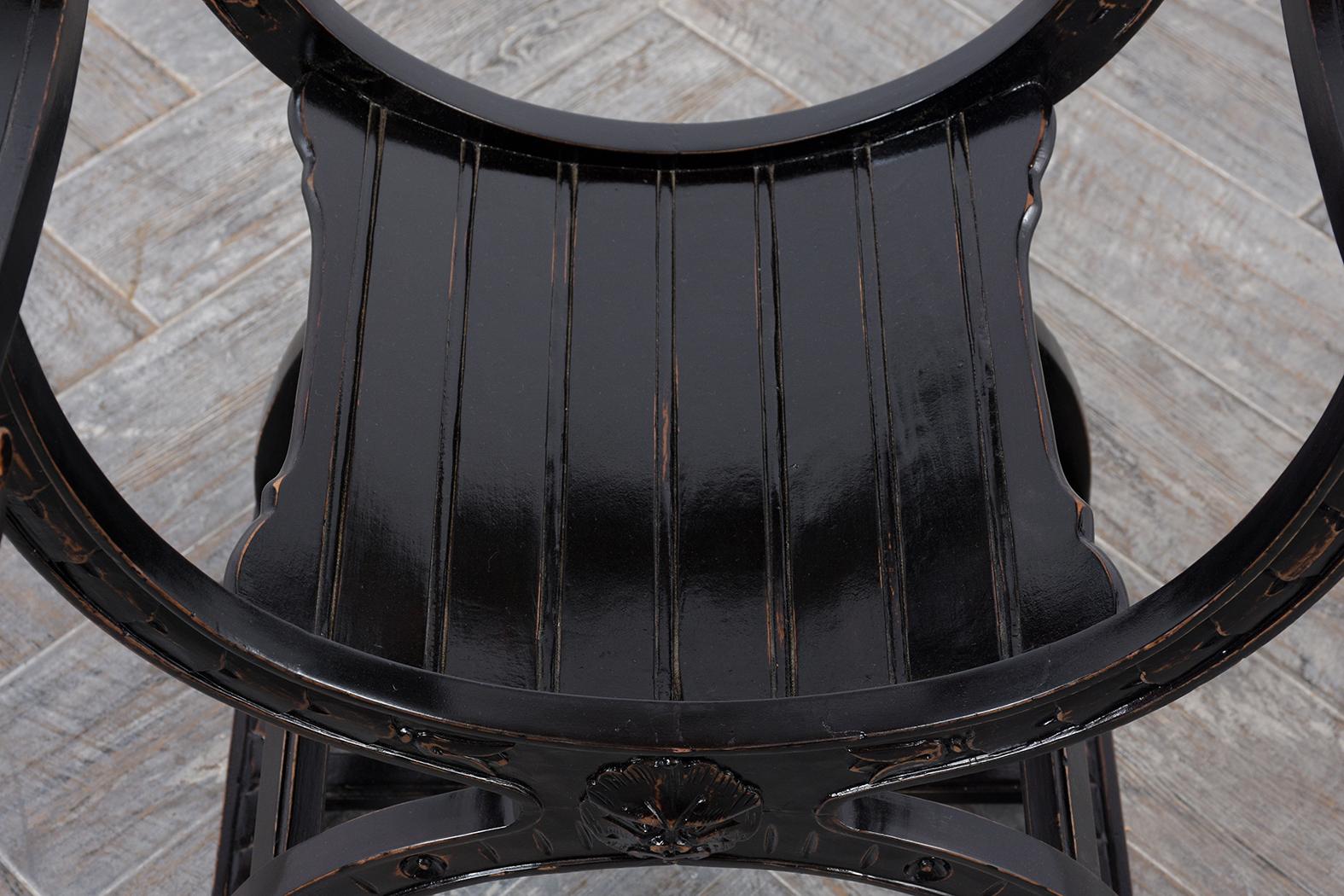 Set of Two Ebonized Savonarola Style Armchairs 1