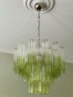 Set of two Eclectic Bold Colorful Green Ombre Murano Chandeliers