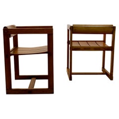 Set of Two Edvin Helseth Pinewood Dining Chairs with Armrests, Trybo Norway