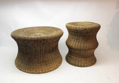 Set of Two Eero Aarnio Wicker Juttu Stools