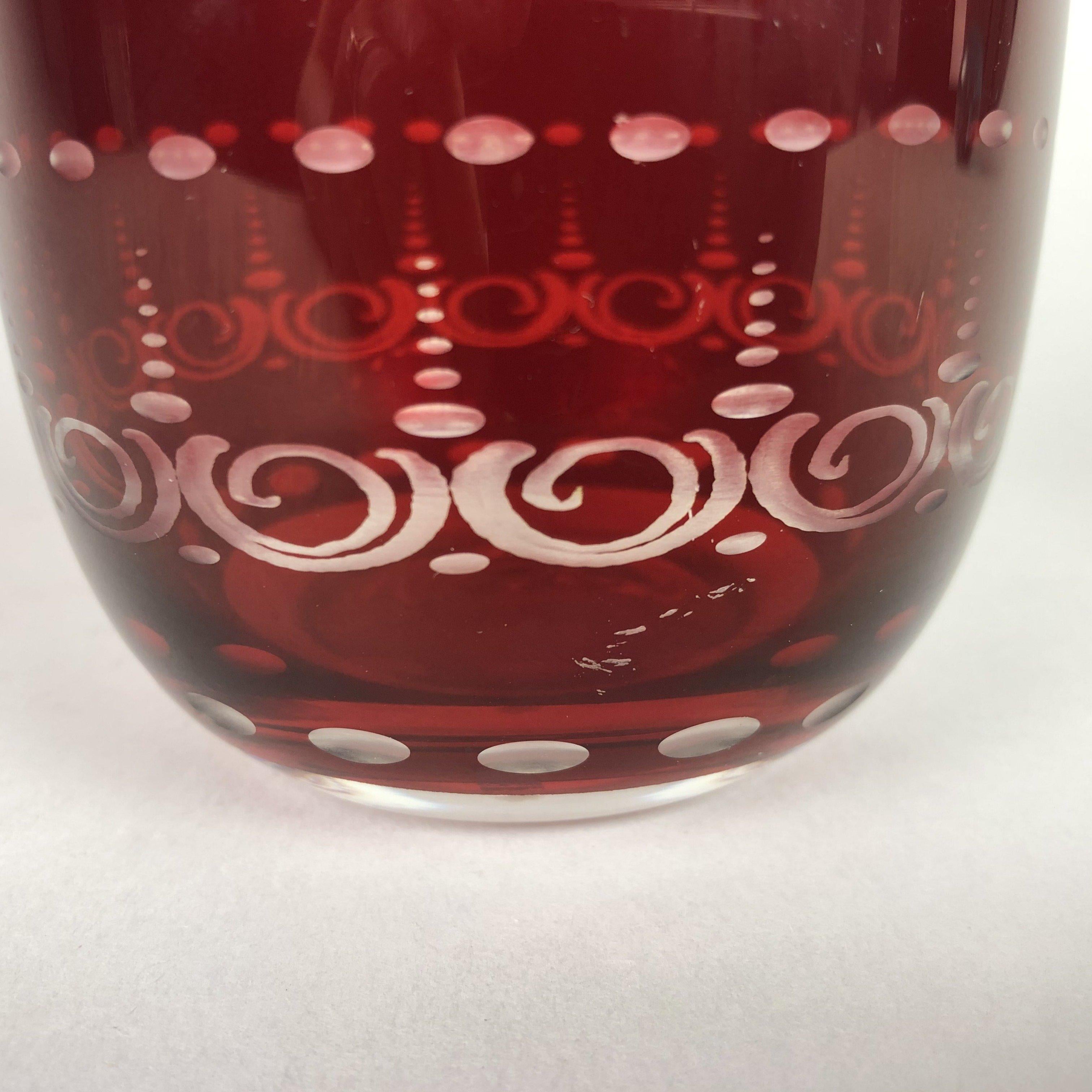 Set of Two Egermann Ruby Red Glass Vases, Czechoslovakia, 1940s 2