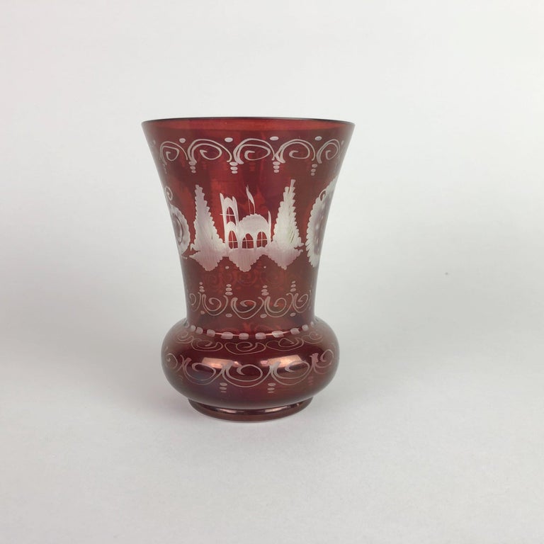 Set of Two Egermann Ruby Red Glass Vases, Czechoslovakia, 1940s For Sale at  1stDibs