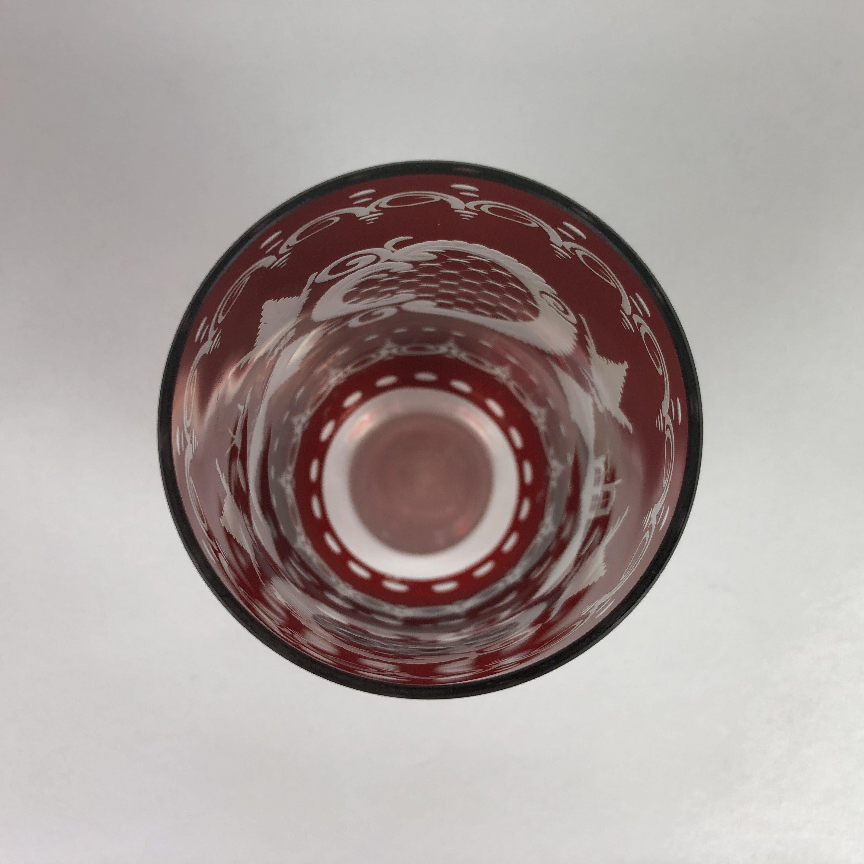 Mid-20th Century Set of Two Egermann Ruby Red Glass Vases, Czechoslovakia, 1940s