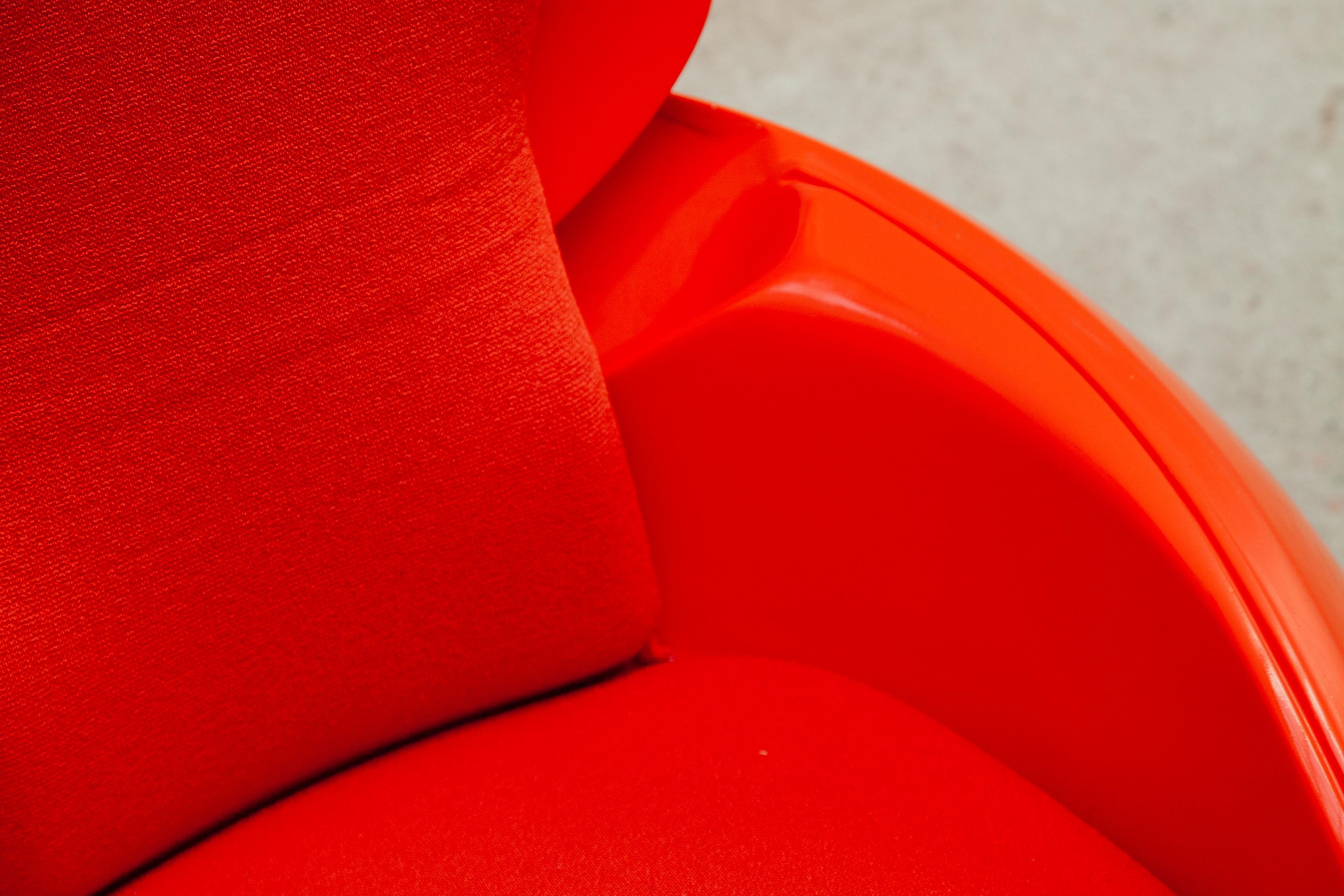 Upholstery Set of Two Egg Spage Age Lounge Chairs Designed by Peter Ghyczy, 1960s, Pop Art