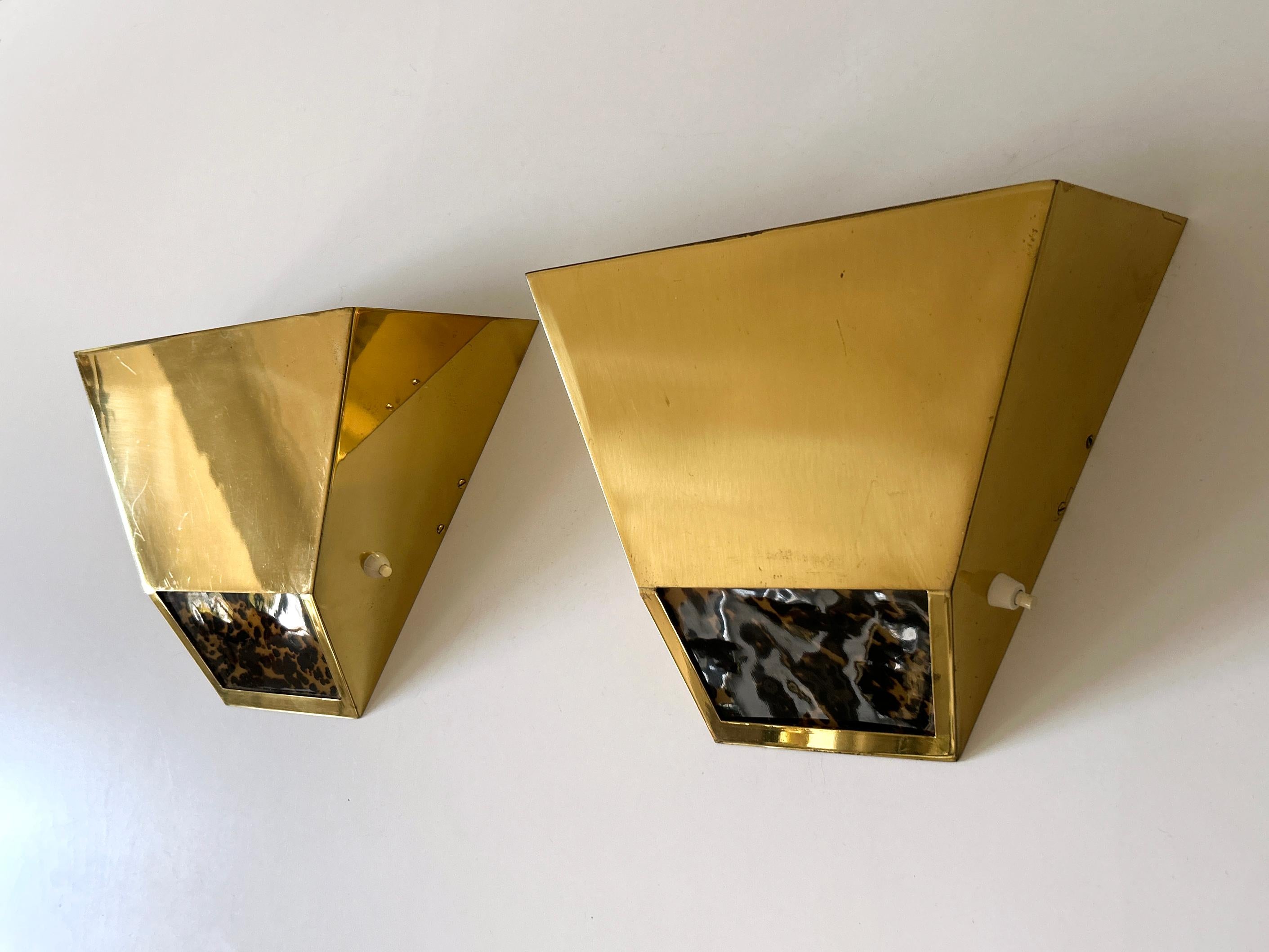 Set of Two Elegant Mid Century Brass Sconces by Vereinigte Werkstätten 1970s For Sale 3