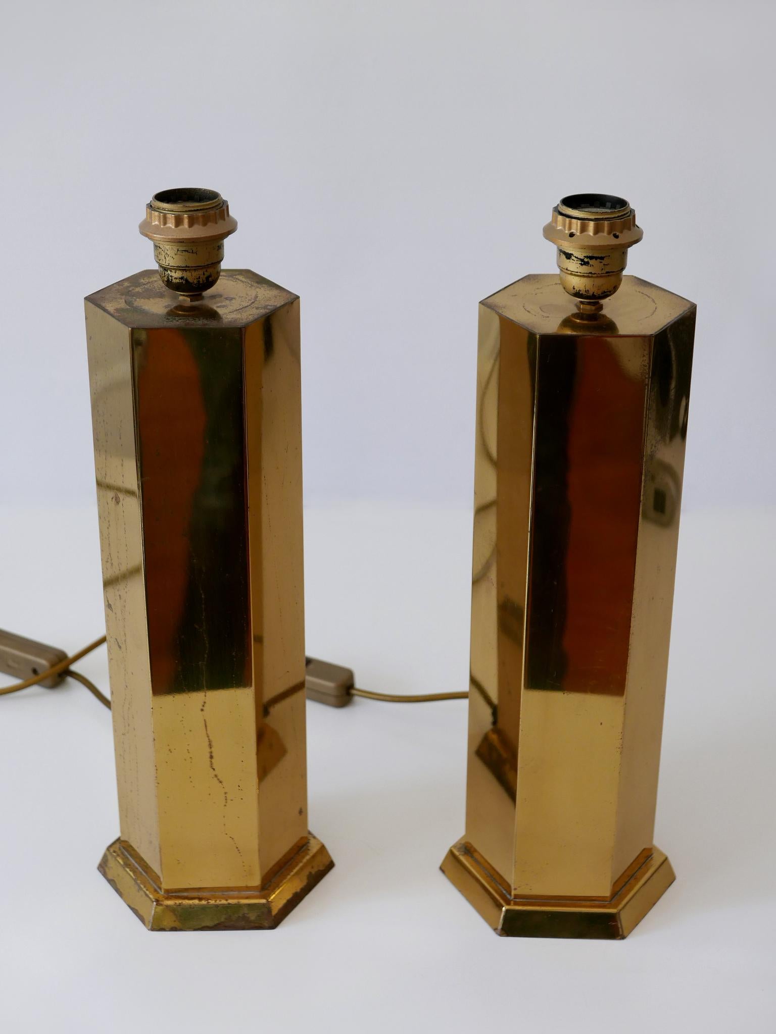 Set of Two Elegant Mid-Century Modern Brass Table Lamps, Germany, 1950s 7