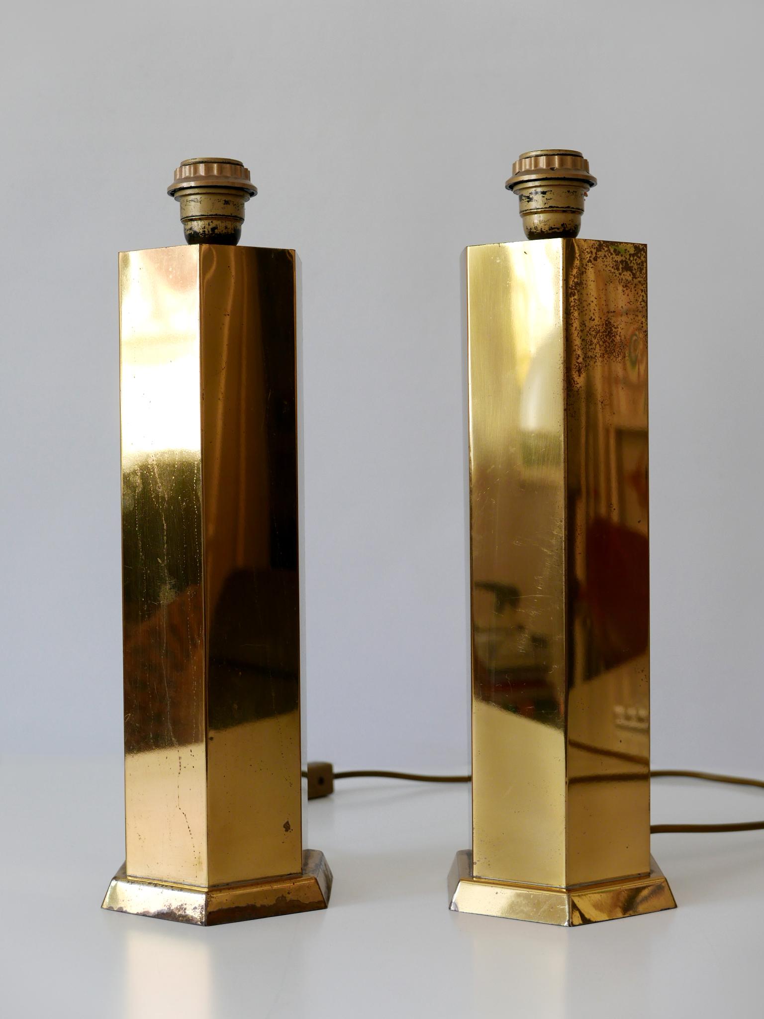Set of Two Elegant Mid-Century Modern Brass Table Lamps, Germany, 1950s In Fair Condition In Munich, DE