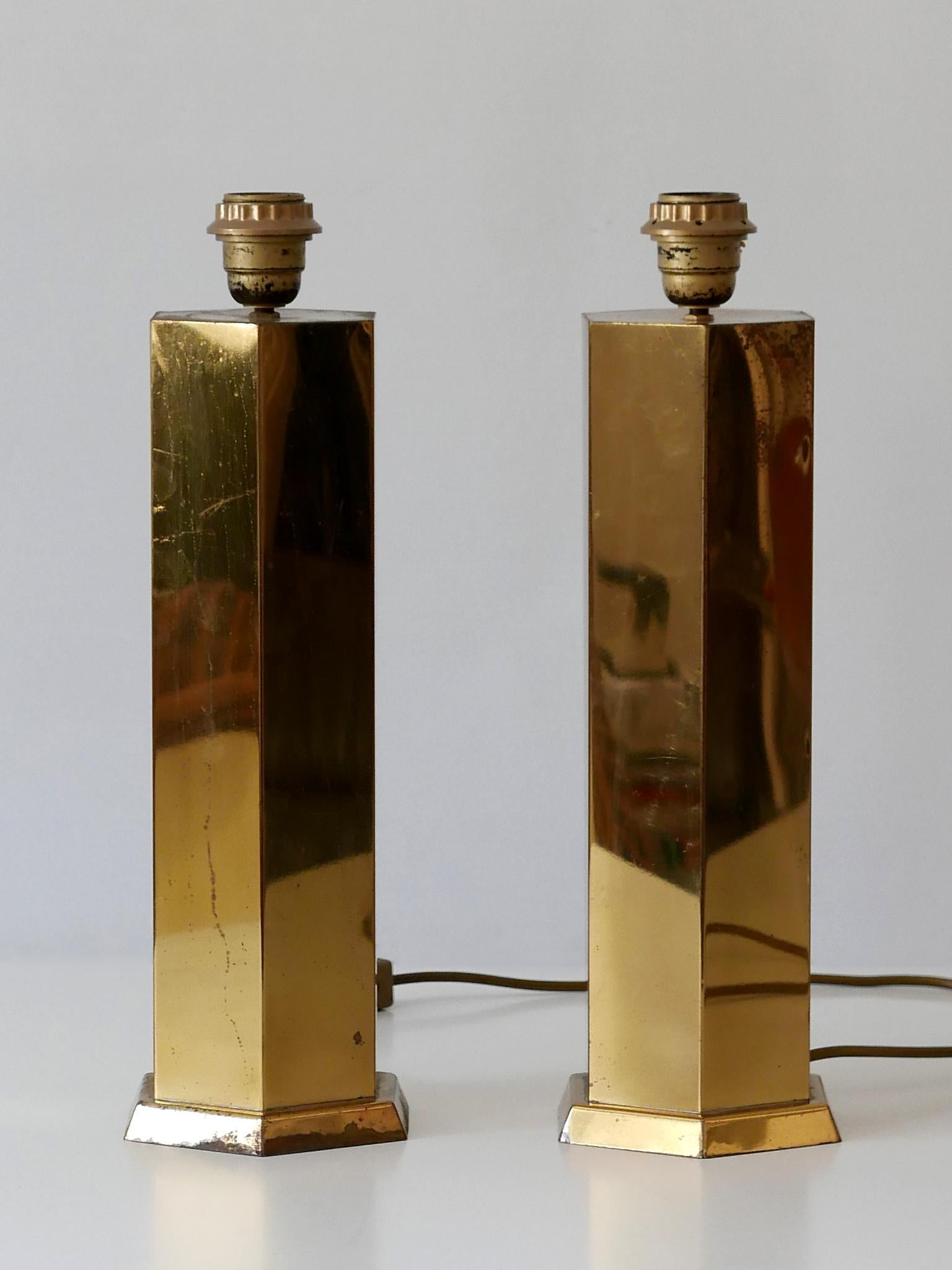 Set of Two Elegant Mid-Century Modern Brass Table Lamps, Germany, 1950s 3
