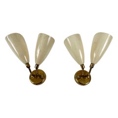 Set of Two Elegant Mid Century Modern Sconces or Wall Lamps Italy 1950s