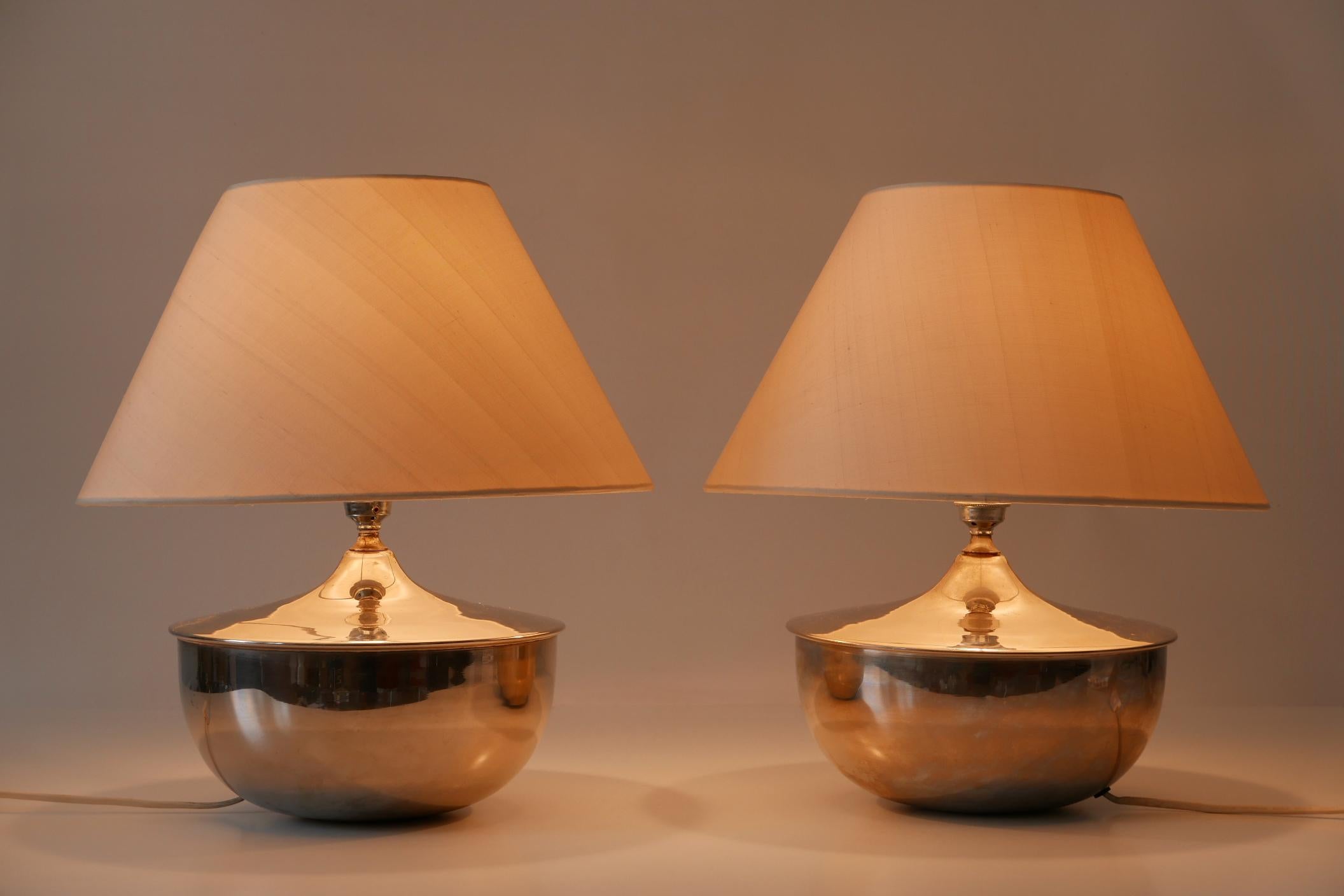 Metal Set of Two Elegant Mid-Century Modern Table Lamps 1970s Germany