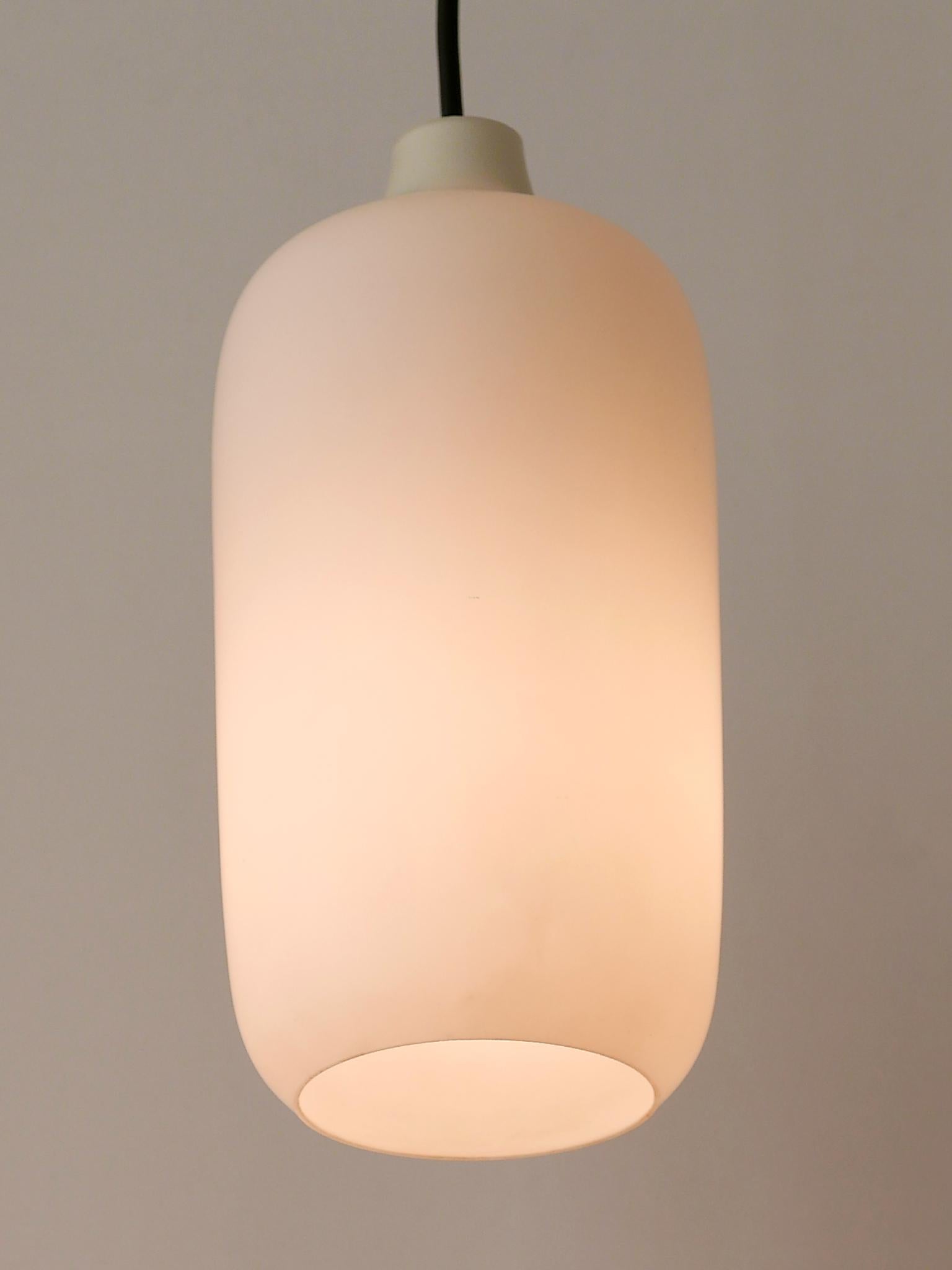 Set of Two Elegant Scandinavian Opaline Glass Pendant Lamps 1960s For Sale 6