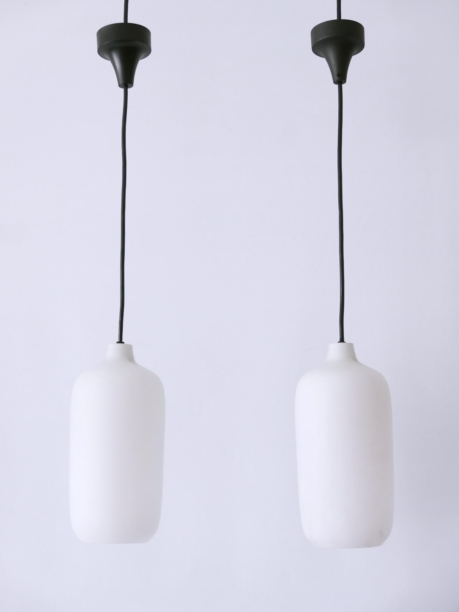 Set of Two Elegant Scandinavian Opaline Glass Pendant Lamps 1960s For Sale 11