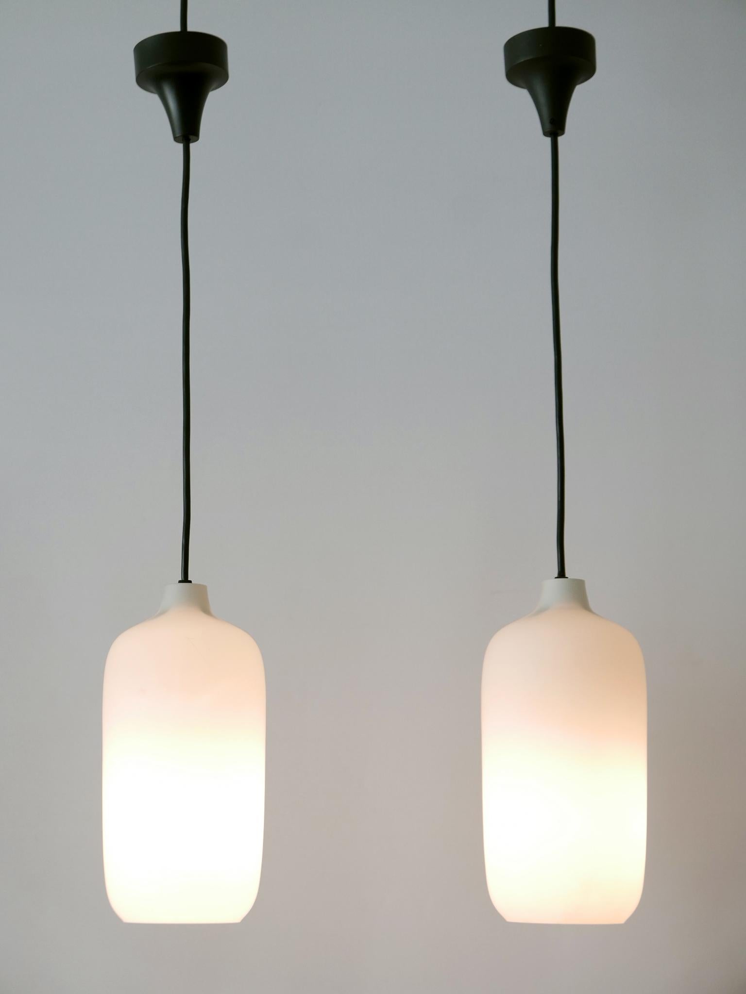 Set of Two Elegant Scandinavian Opaline Glass Pendant Lamps 1960s For Sale 12