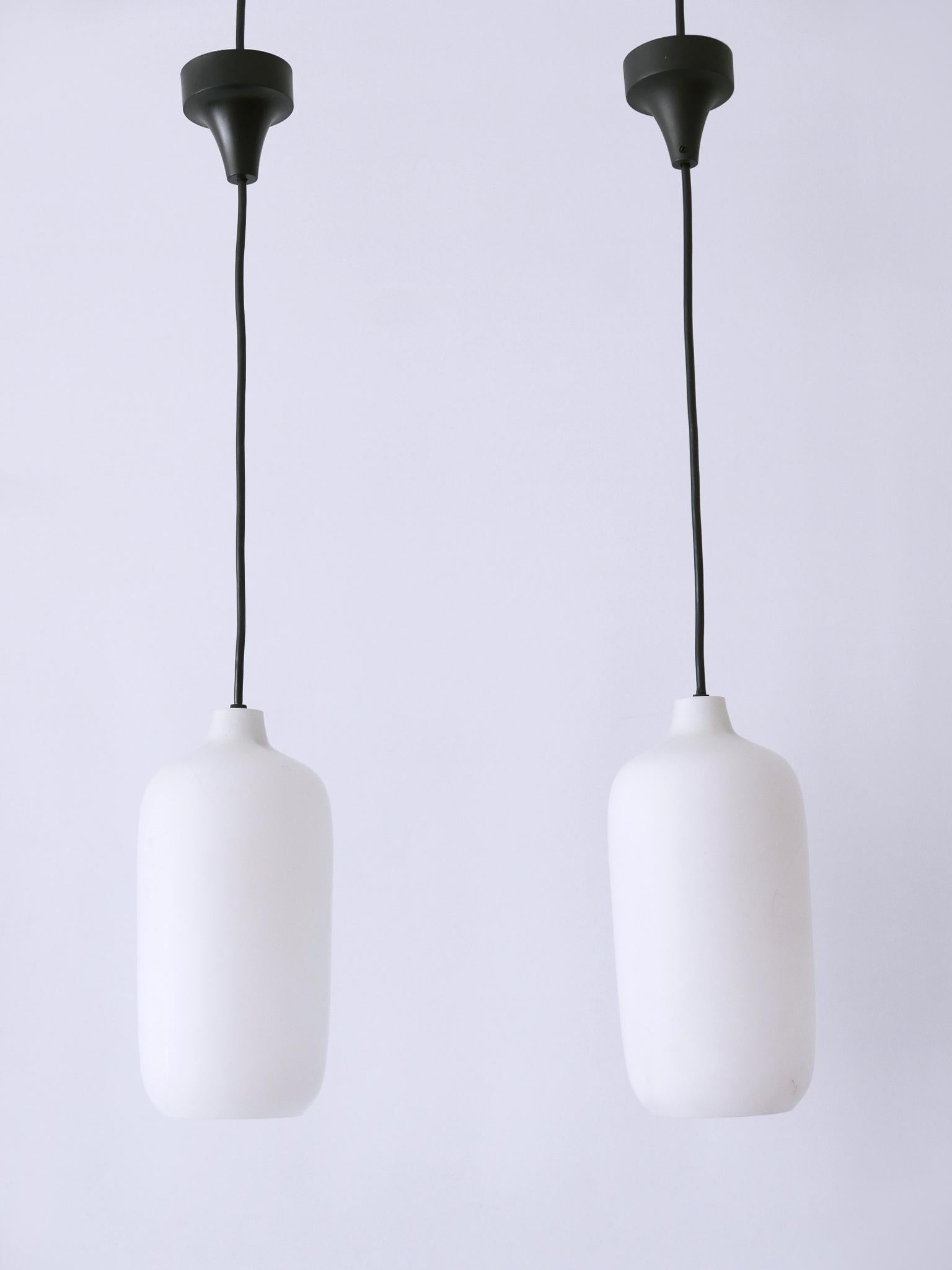 Set of Two Elegant Scandinavian Opaline Glass Pendant Lamps 1960s For Sale 13