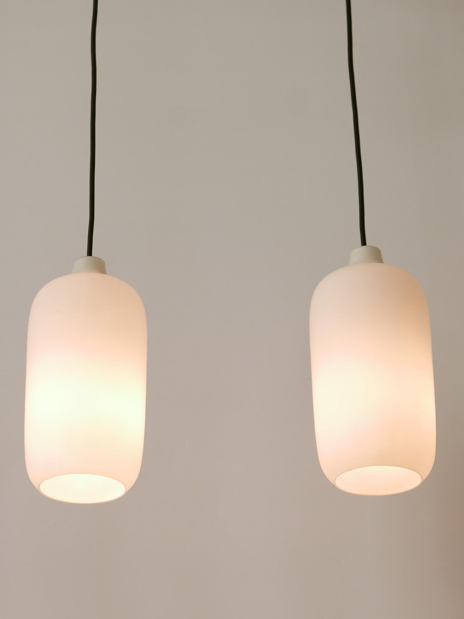 Mid-20th Century Set of Two Elegant Scandinavian Opaline Glass Pendant Lamps 1960s For Sale