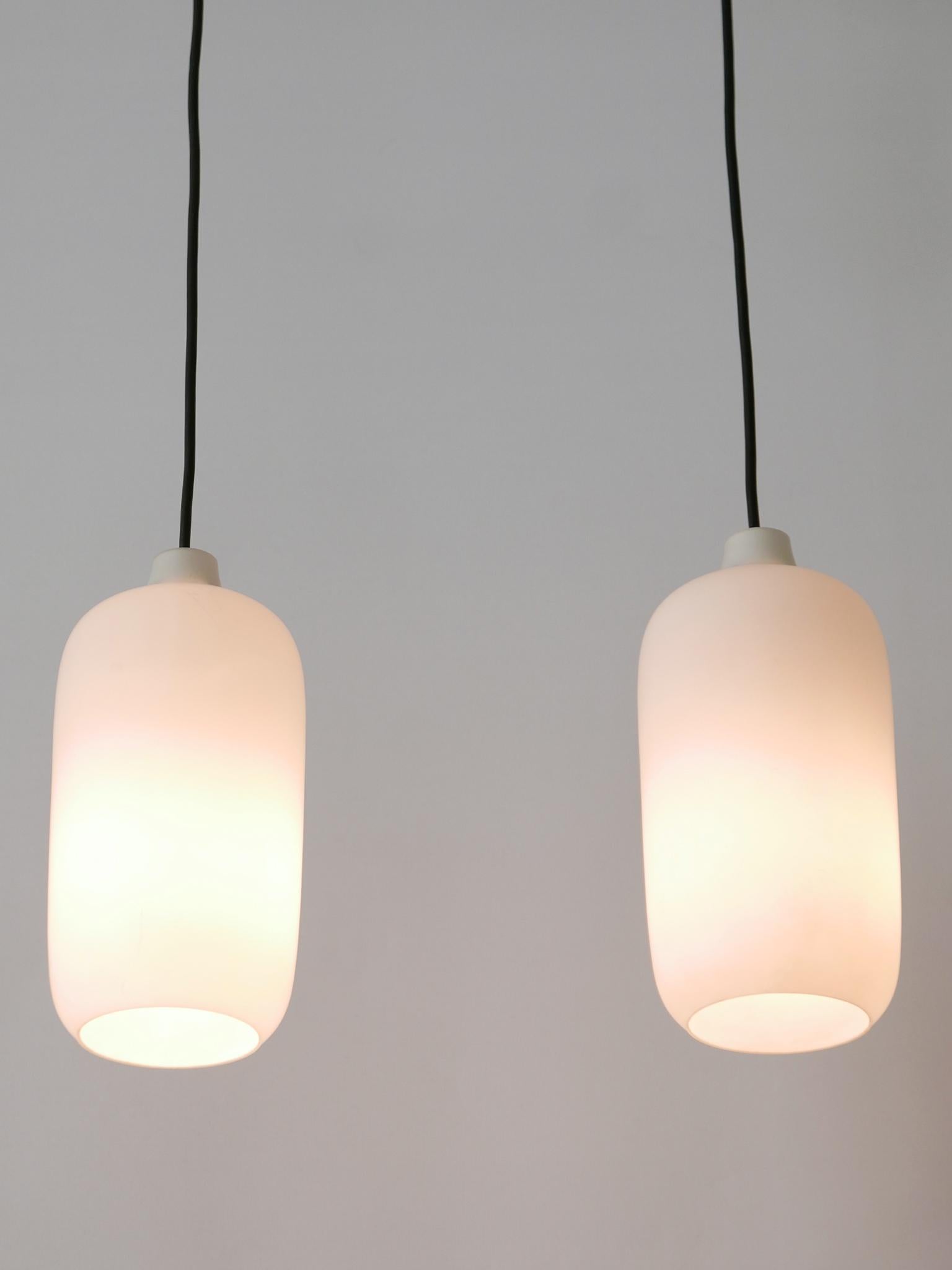 Set of Two Elegant Scandinavian Opaline Glass Pendant Lamps 1960s For Sale 2