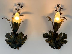 Set of Two Elegant Vine Leaves Sconces by Honsel Leuchten Germany 1970s
