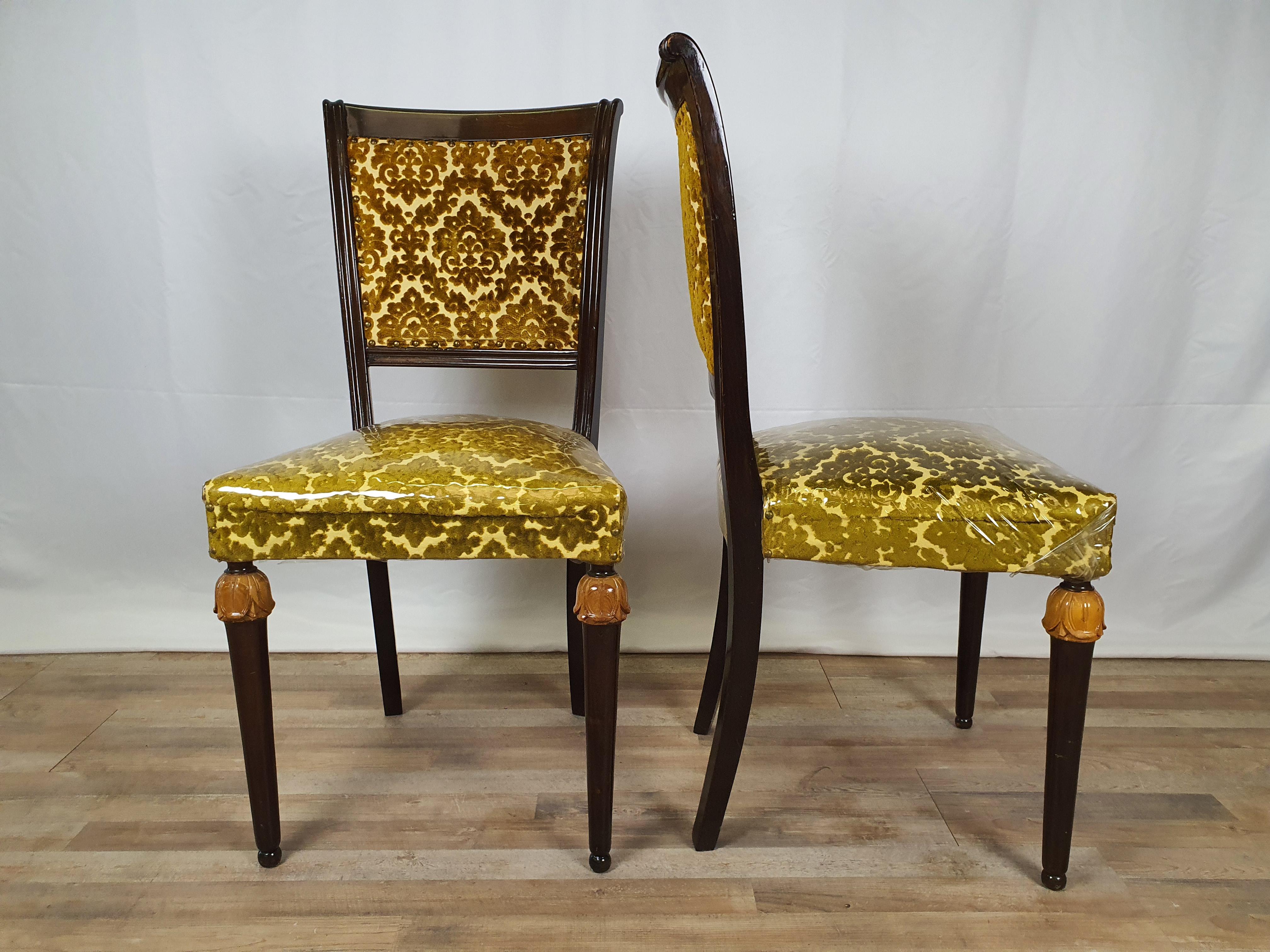 Empire Revival Set of Two Empire Style Padded Chairs from 50s For Sale
