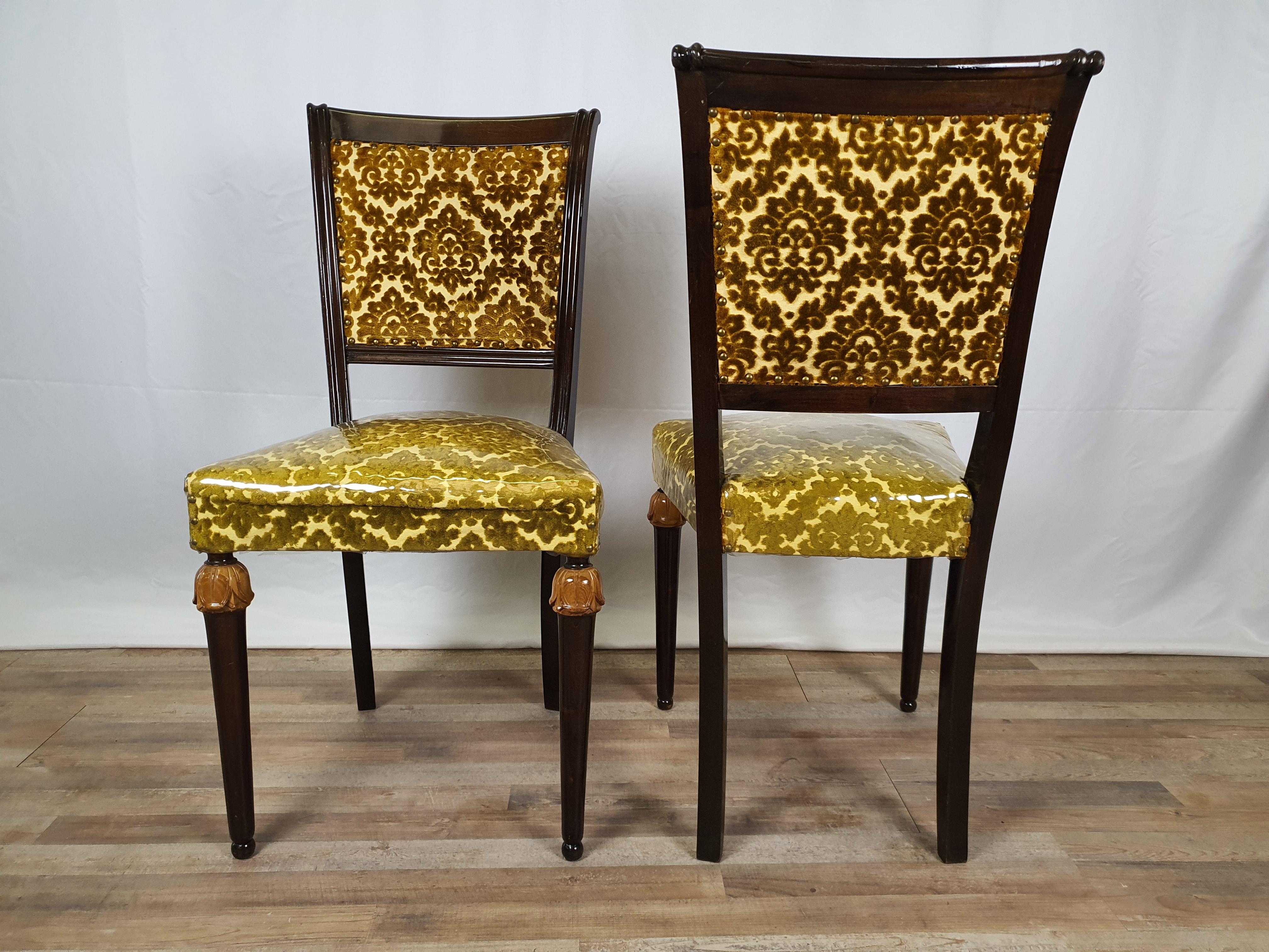 Italian Set of Two Empire Style Padded Chairs from 50s For Sale