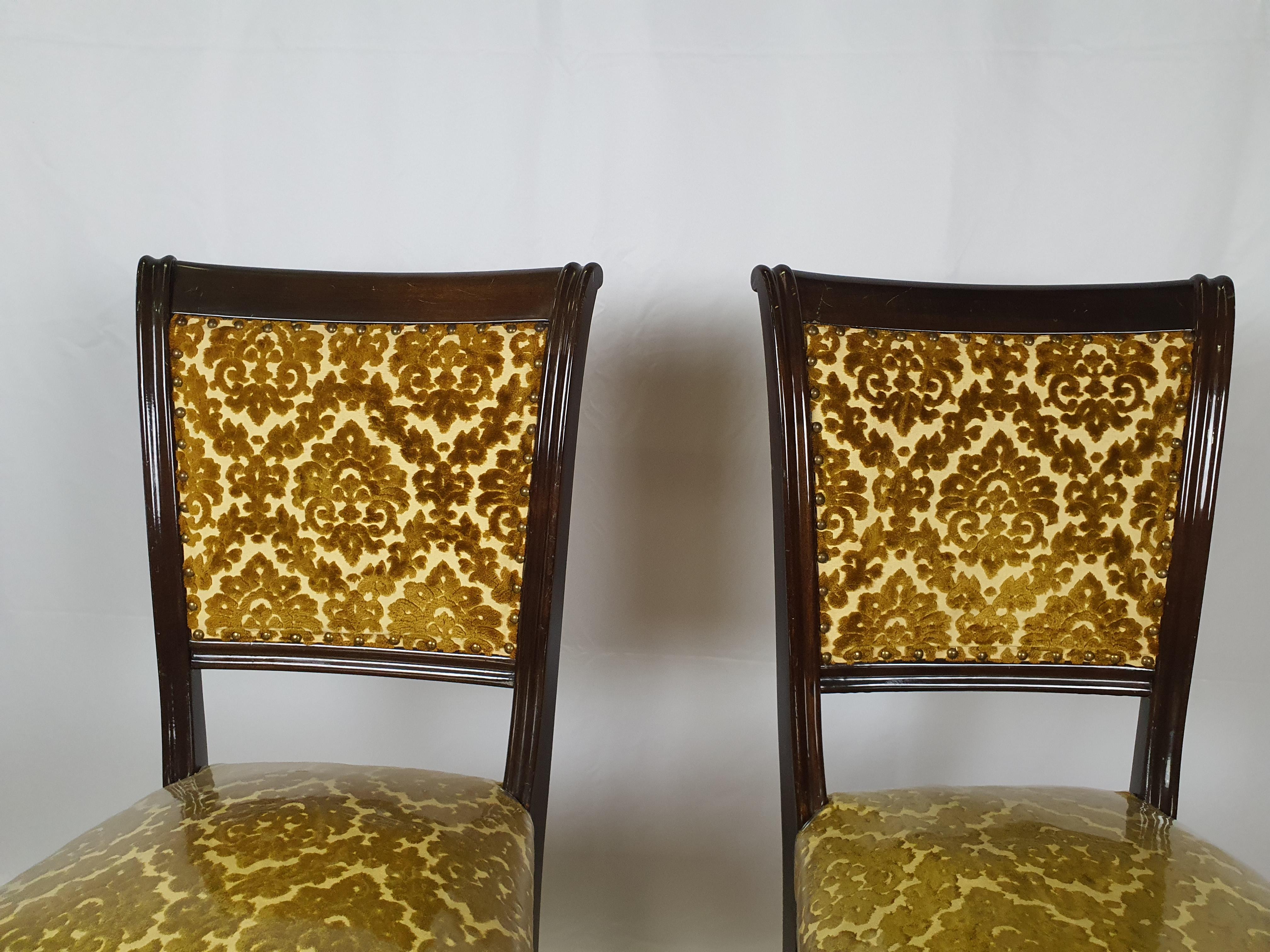 Set of Two Empire Style Padded Chairs from 50s In Good Condition For Sale In Premariacco, IT