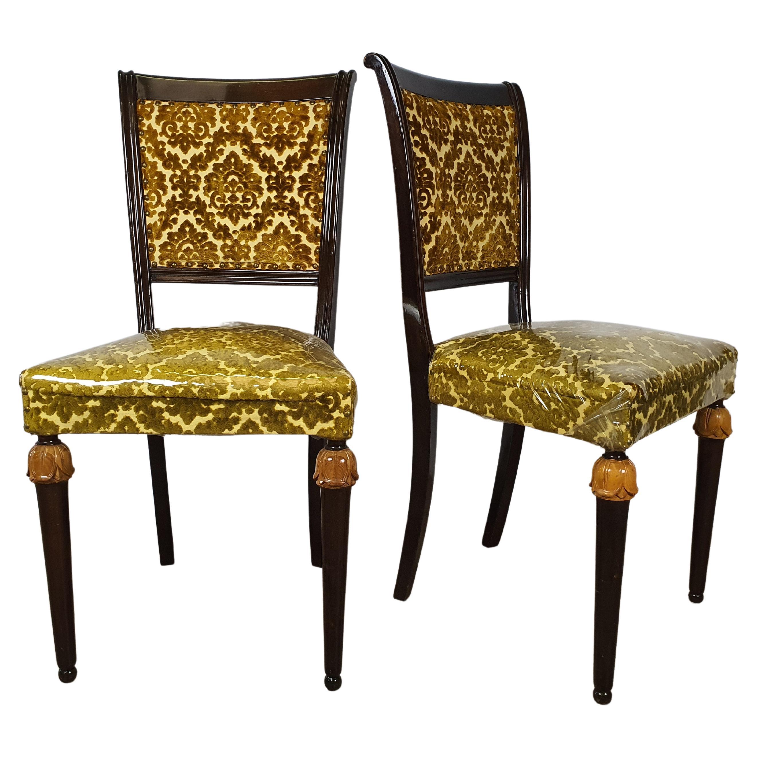 Satz von zwei gepolsterten Stühlen im Empire-Stil aus den 50er-Jahren