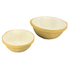 Set of Two English TG Green Gripstand Porcelain Mixing Bowls, England