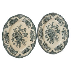 Set of Two Enoch Wedgewood Asiatic Pheasants Platters, Staffordshire, Blue White