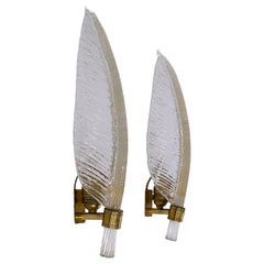 Set of Two Ercole Barovier Murano Glass Leaf Sconces for Barovier & Toso 1950s