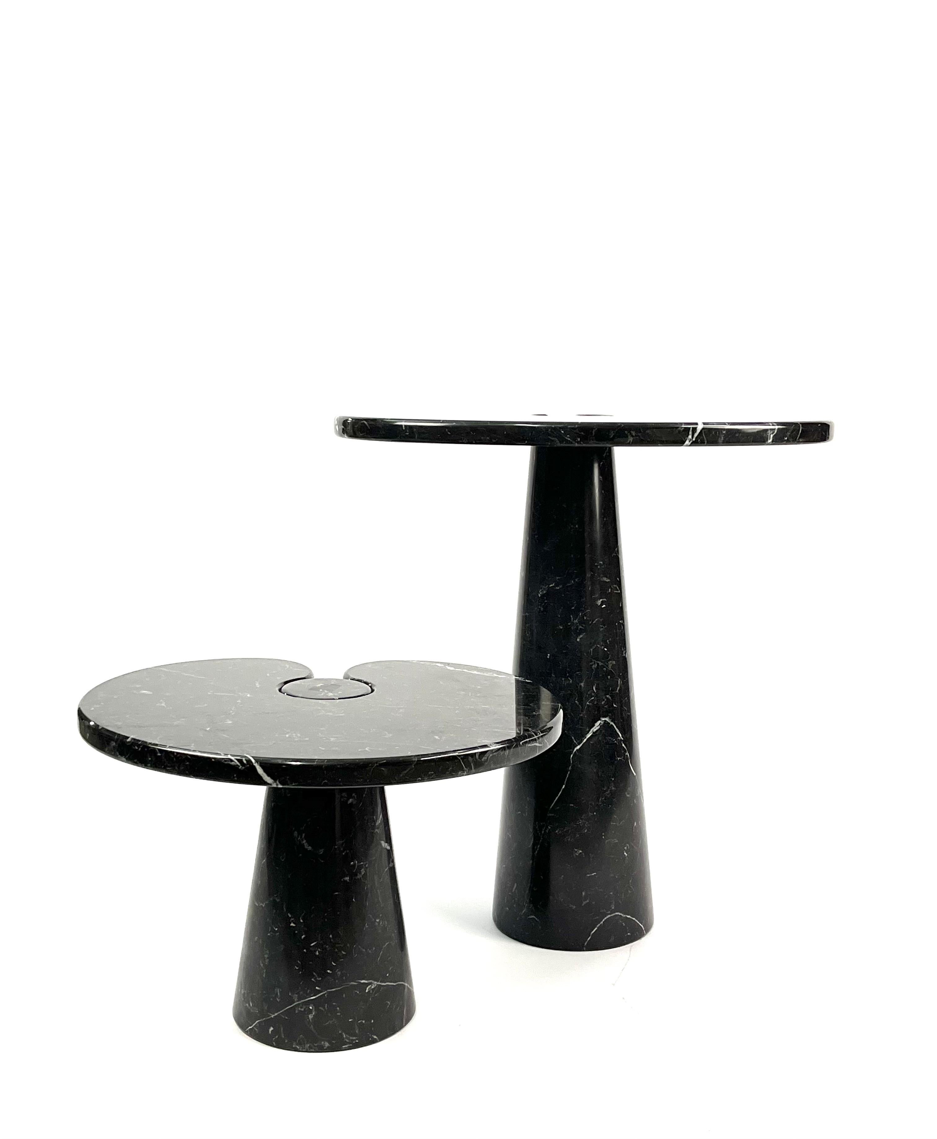 Pair of marble side tables designed by Angelo Mangiarotti. 
The tables belong to the 