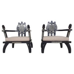 Set of Two Ettorre Zaccari Lounge Chairs, Italy 1910's