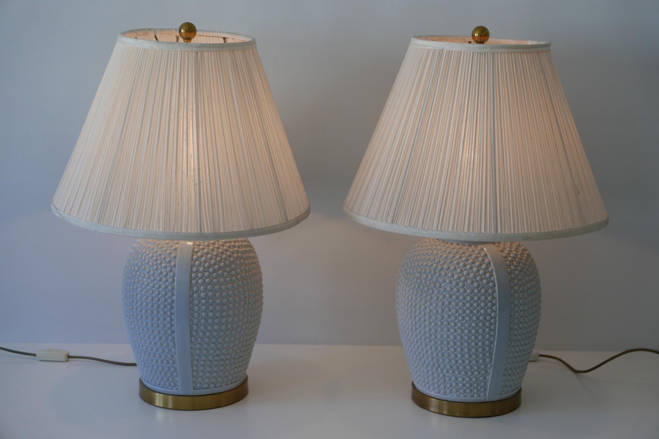 Glazed Set of Two Exceptional Mid-Century Modern Ceramic Table Lamps, 1960s, Germany For Sale
