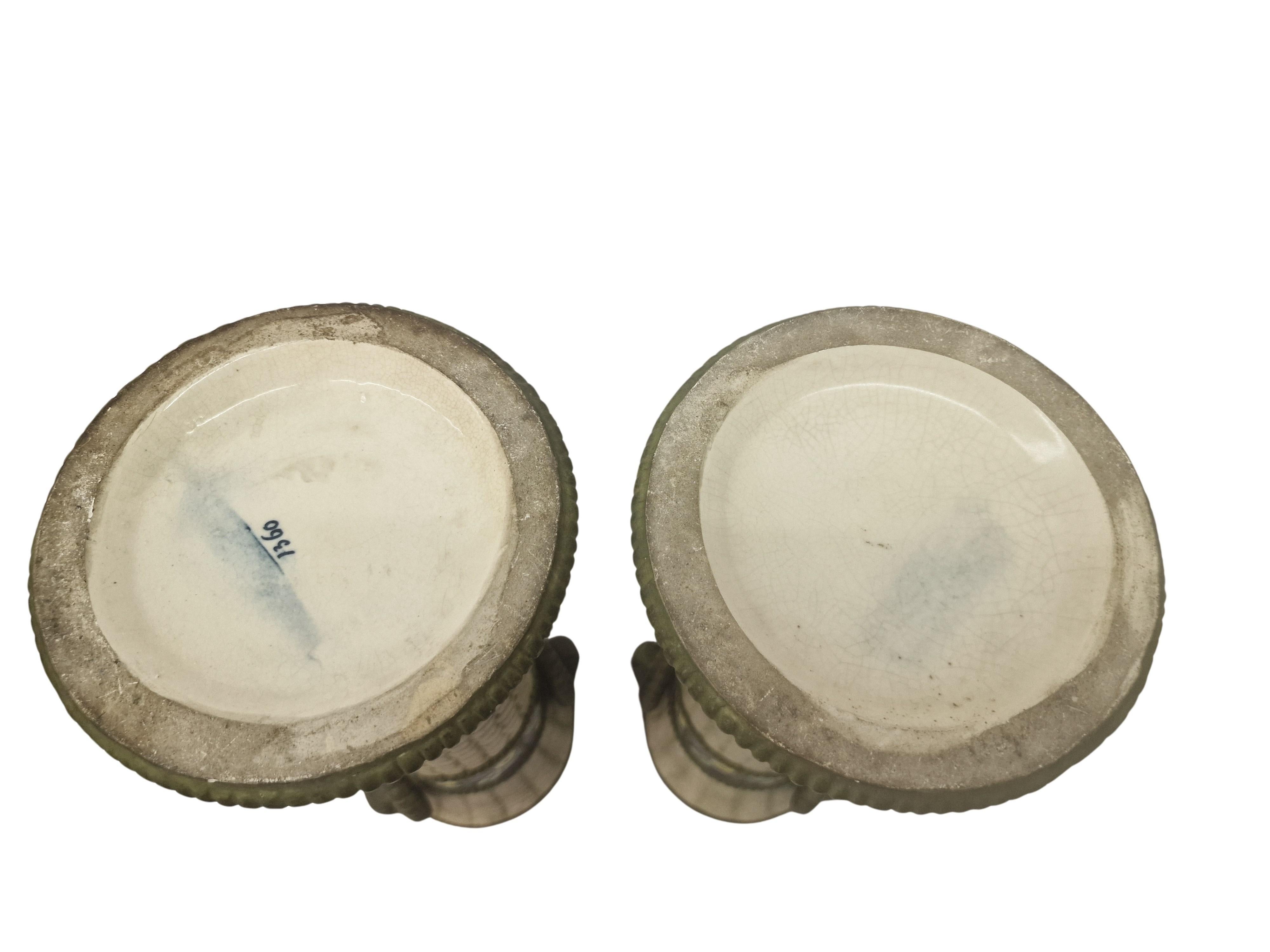Set of two exceptionally rare majolika basket vases, Amphora, 1910s Bohemia For Sale 1