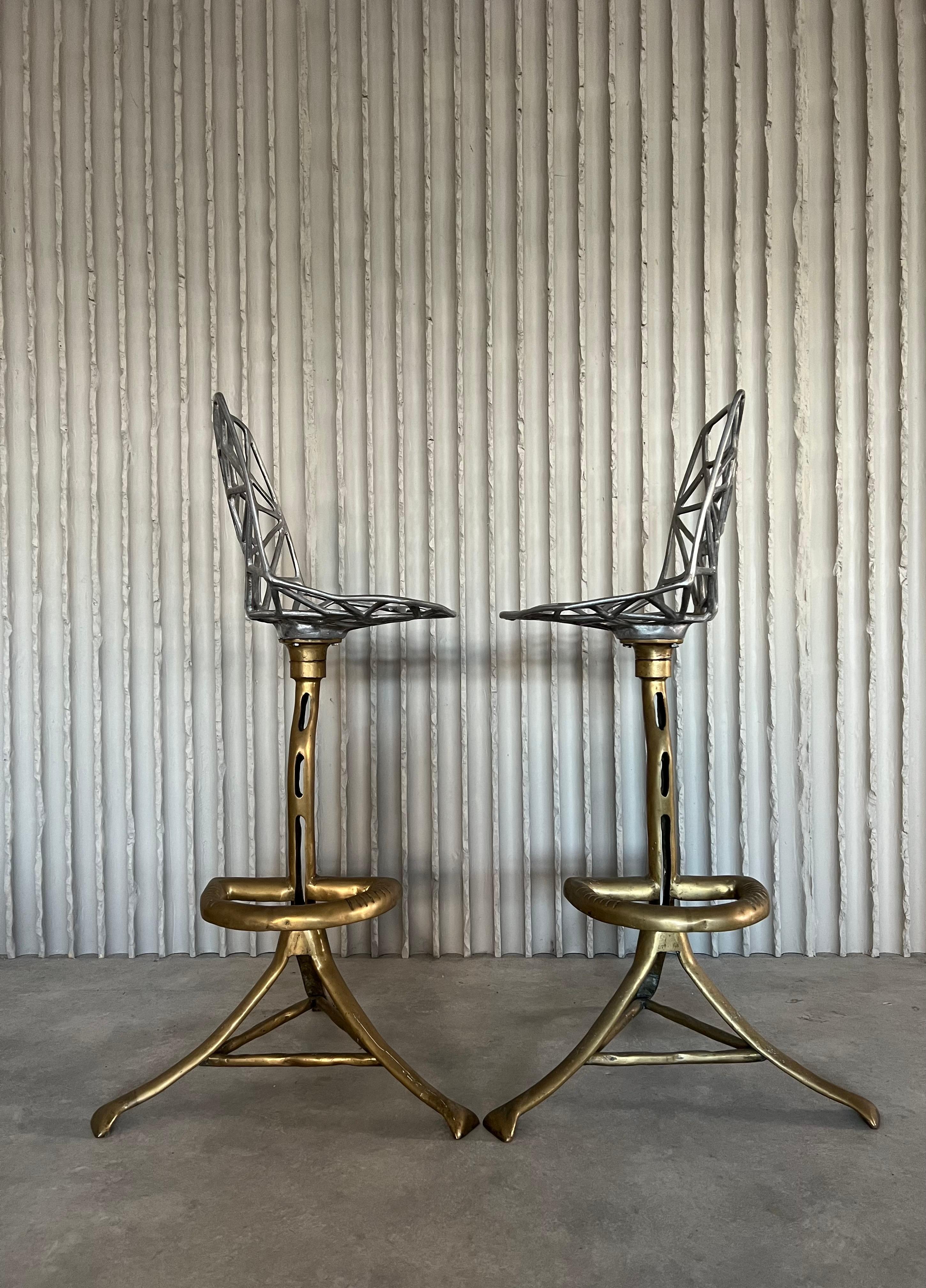Mid-Century Modern Set of two extraordinary barstools by David Marshall For Sale