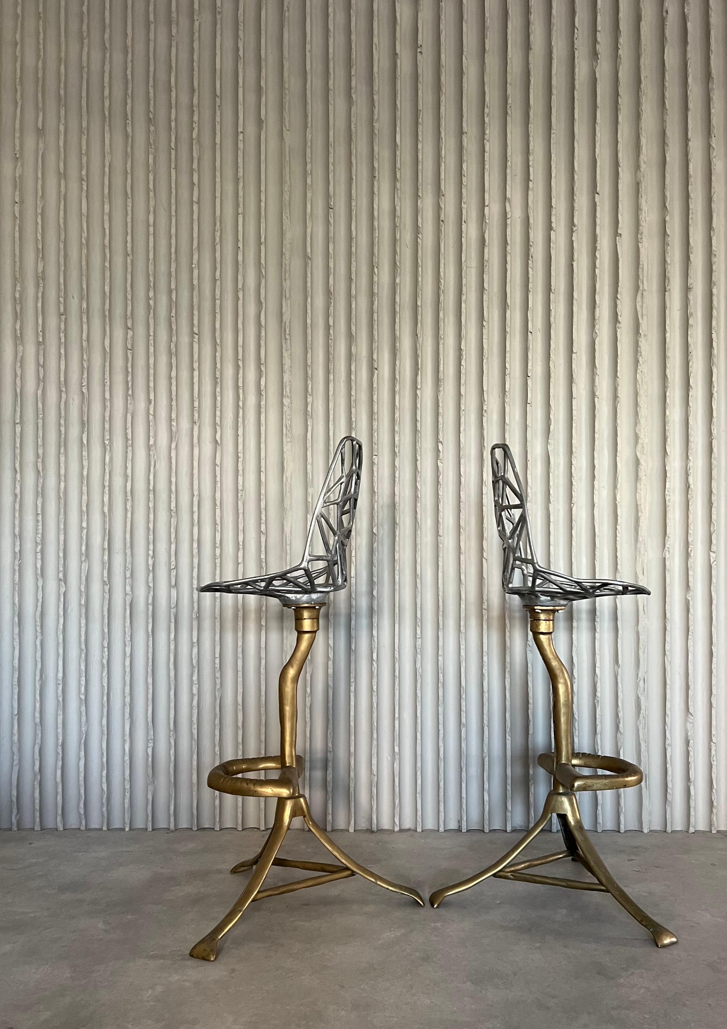 Spanish Set of two extraordinary barstools by David Marshall For Sale