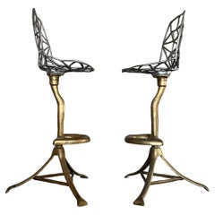 Ensemble de deux extraordinaires tabourets de bar de David Marshall