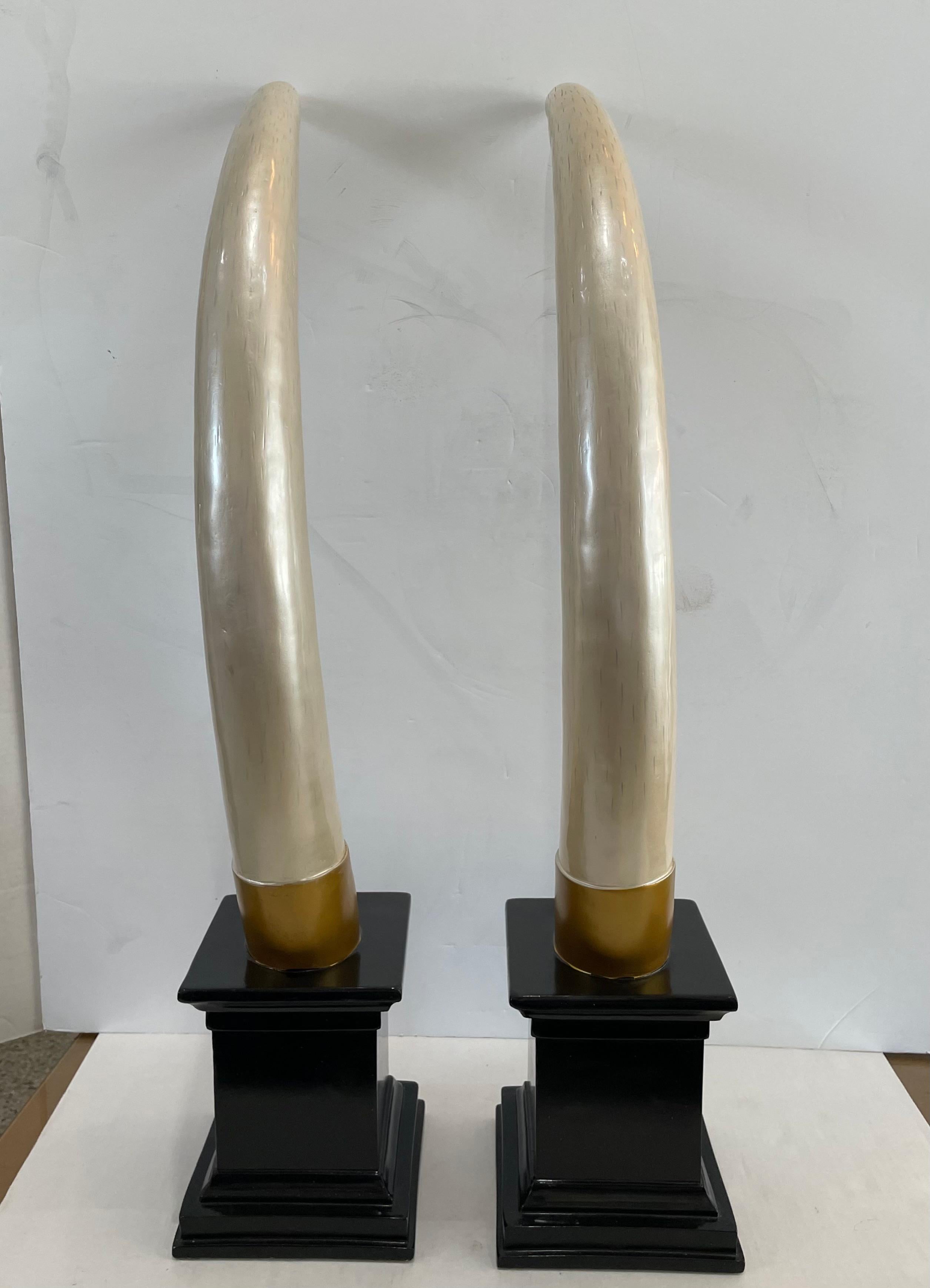 Molded Set of Two Faux Elephant Tusk  For Sale