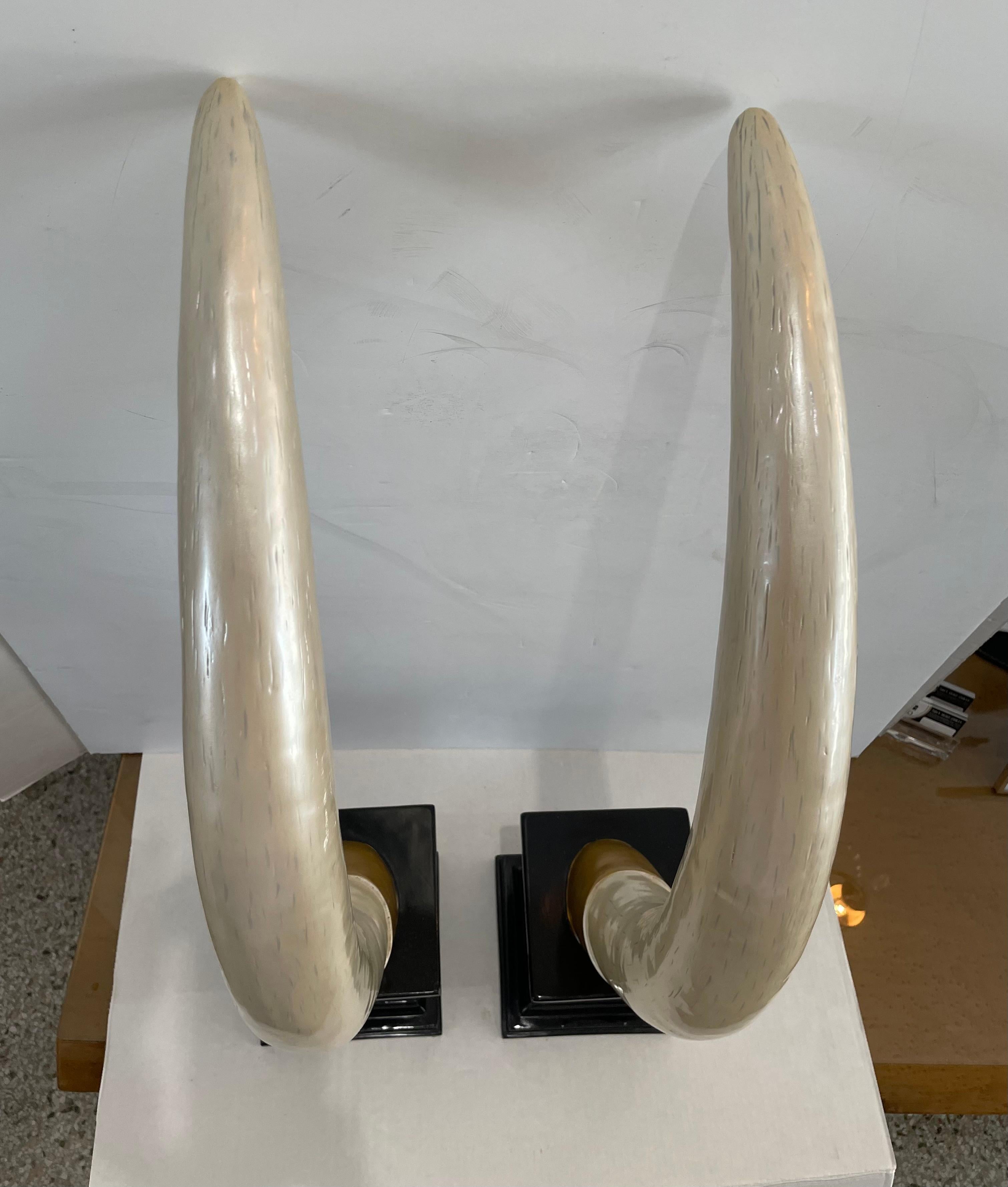 Set of Two Faux Elephant Tusk  In Good Condition For Sale In West Palm Beach, FL