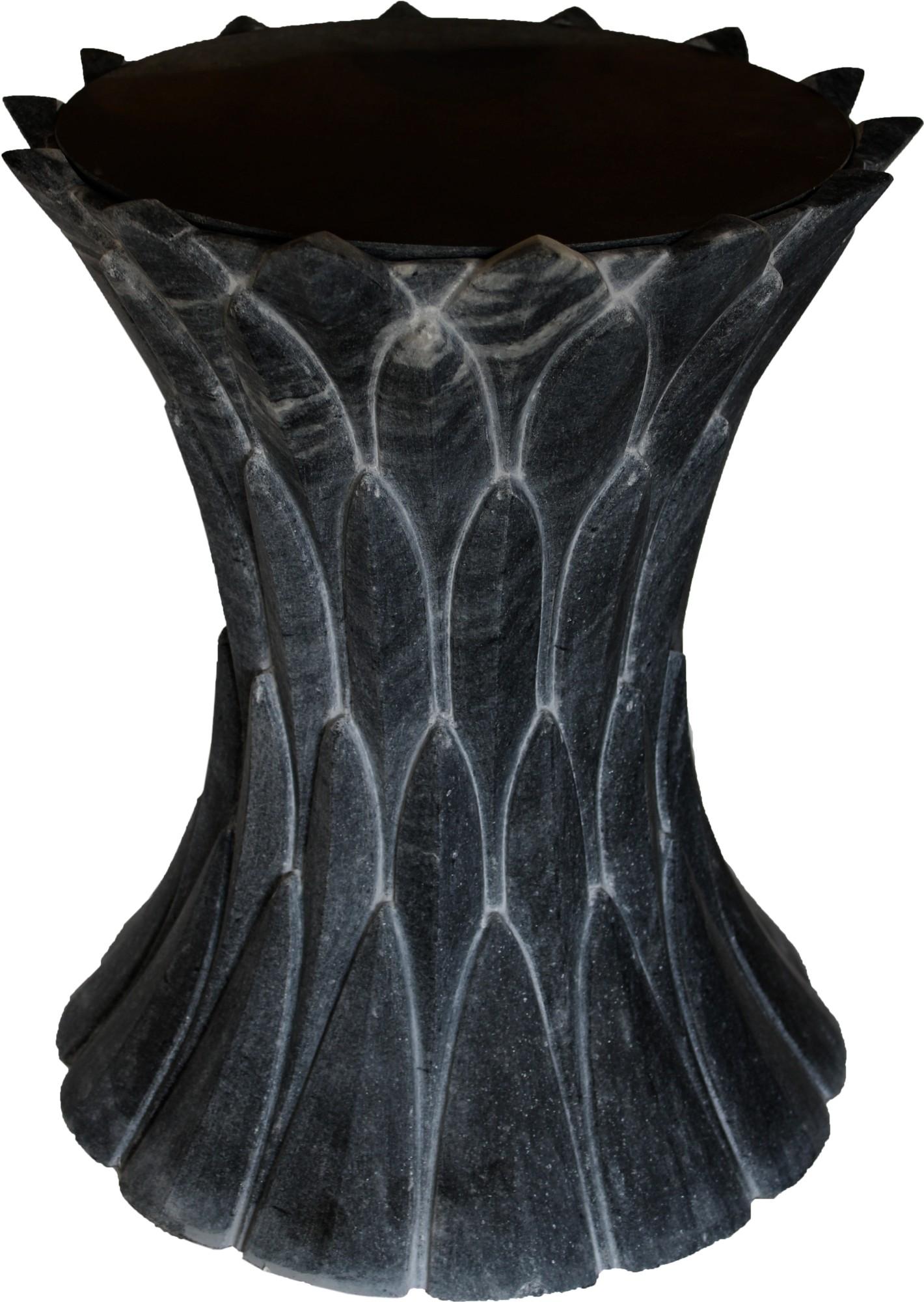 Other Set of Two Feathers Side Tables in Beslana Black Marble Handcrafted in India For Sale