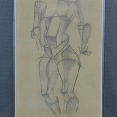 Paire de  Dessins de vie féminine dans le style cubiste, début du 20e siècle