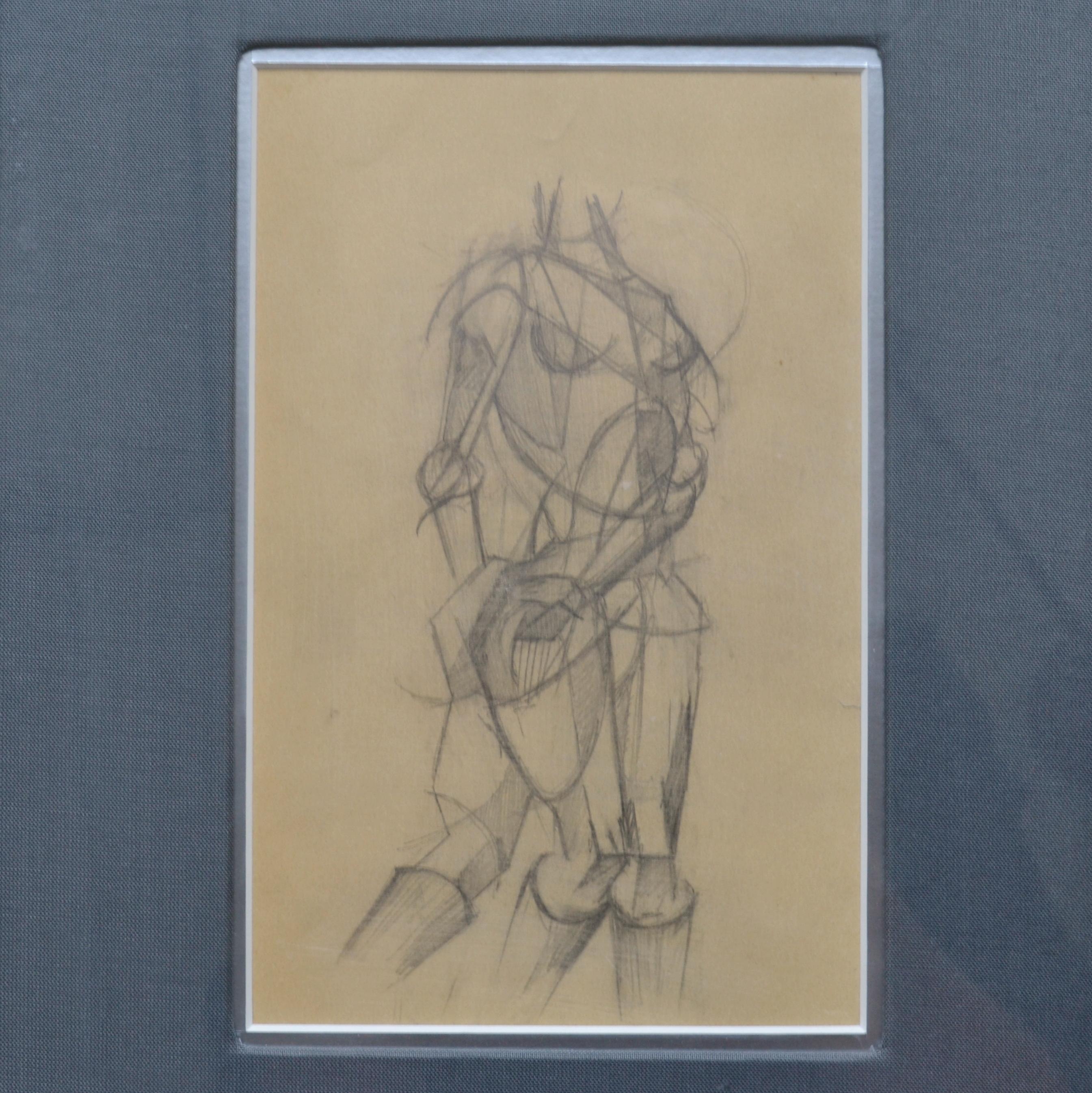 Pair of Life Drawings in Cubist Style Female Studies of, Early 20th Century In Excellent Condition For Sale In London, GB