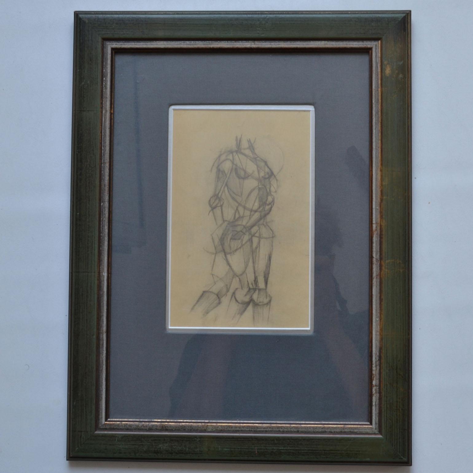 Paper Pair of Life Drawings in Cubist Style Female Studies of, Early 20th Century For Sale