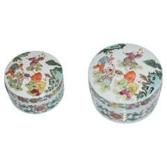Set of Two Fencai Porcelain Boxes Chinese Republic Era Marked