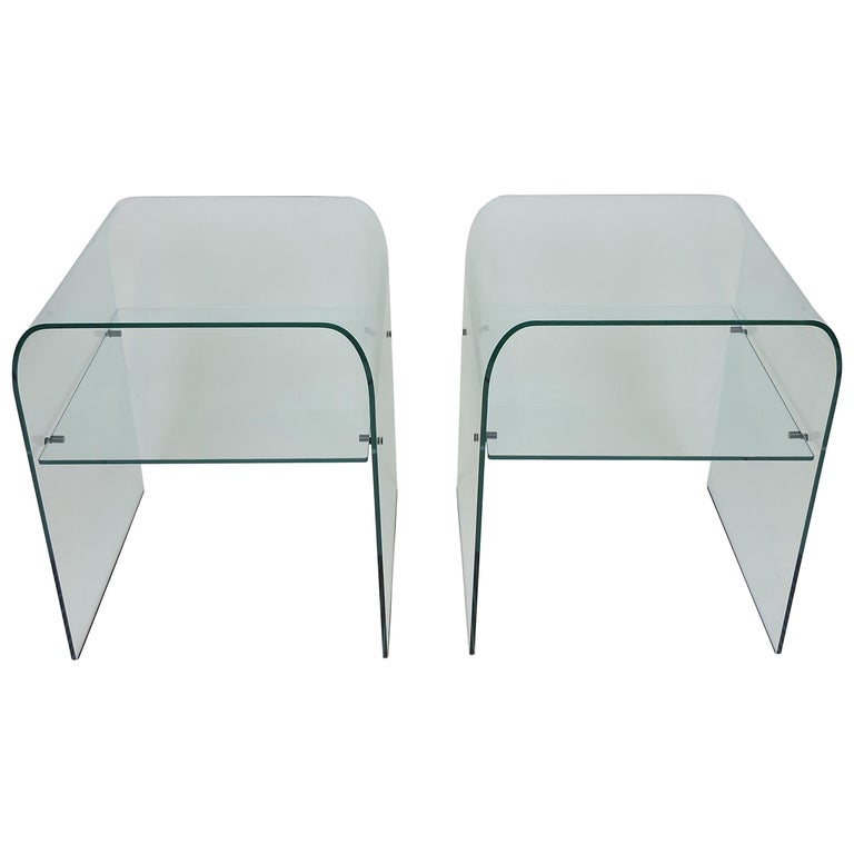 Two Fiam Italia Clear Glass End Tables, Ikea Glass Coffee Table Canada