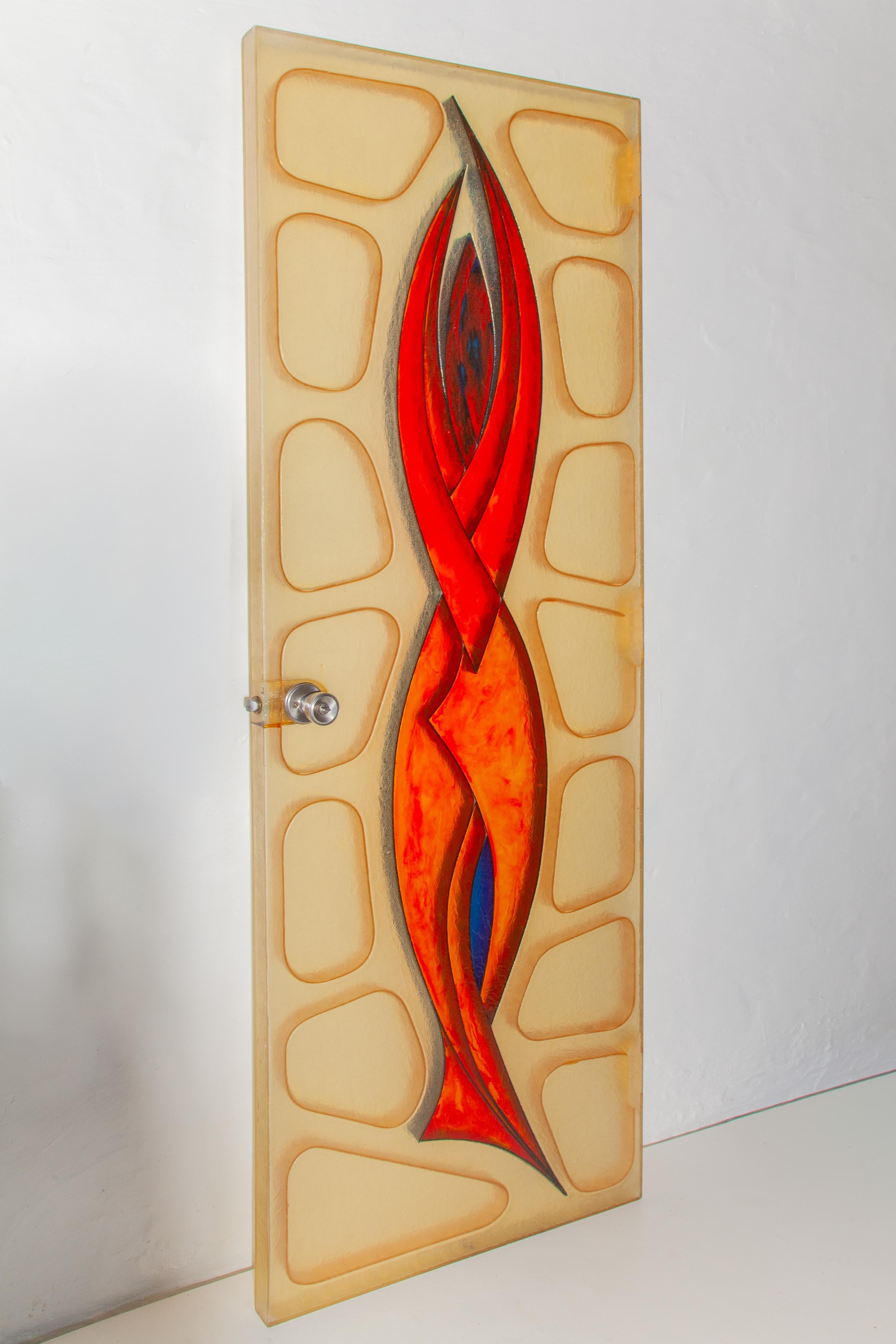Set di due porte per interni in fibra di vetro con figure stilizzate, anni '70, Belgio in vendita 3