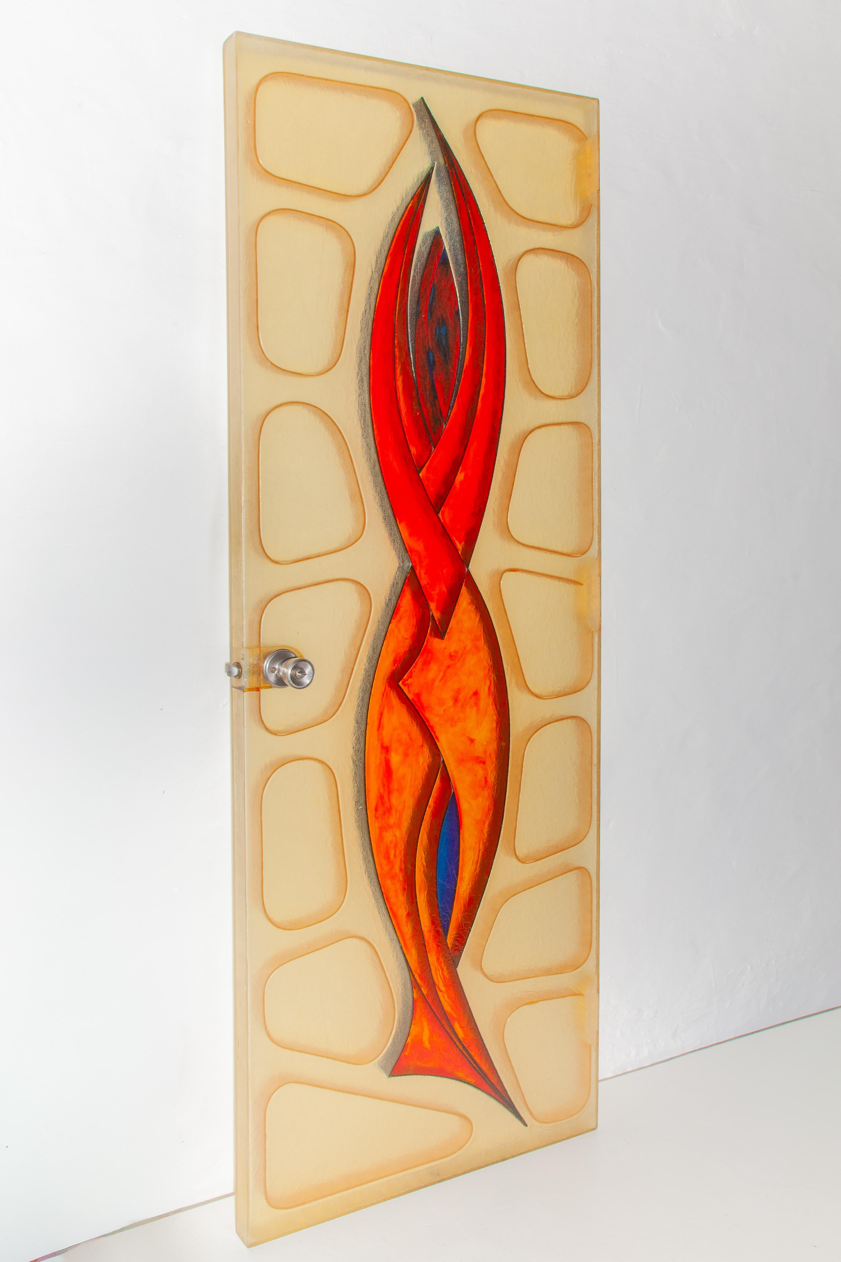 Set di due porte per interni in fibra di vetro con figure stilizzate, anni '70, Belgio in vendita 4