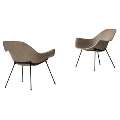 Set of two fiberglass easy chairs sourced in France, 1950s