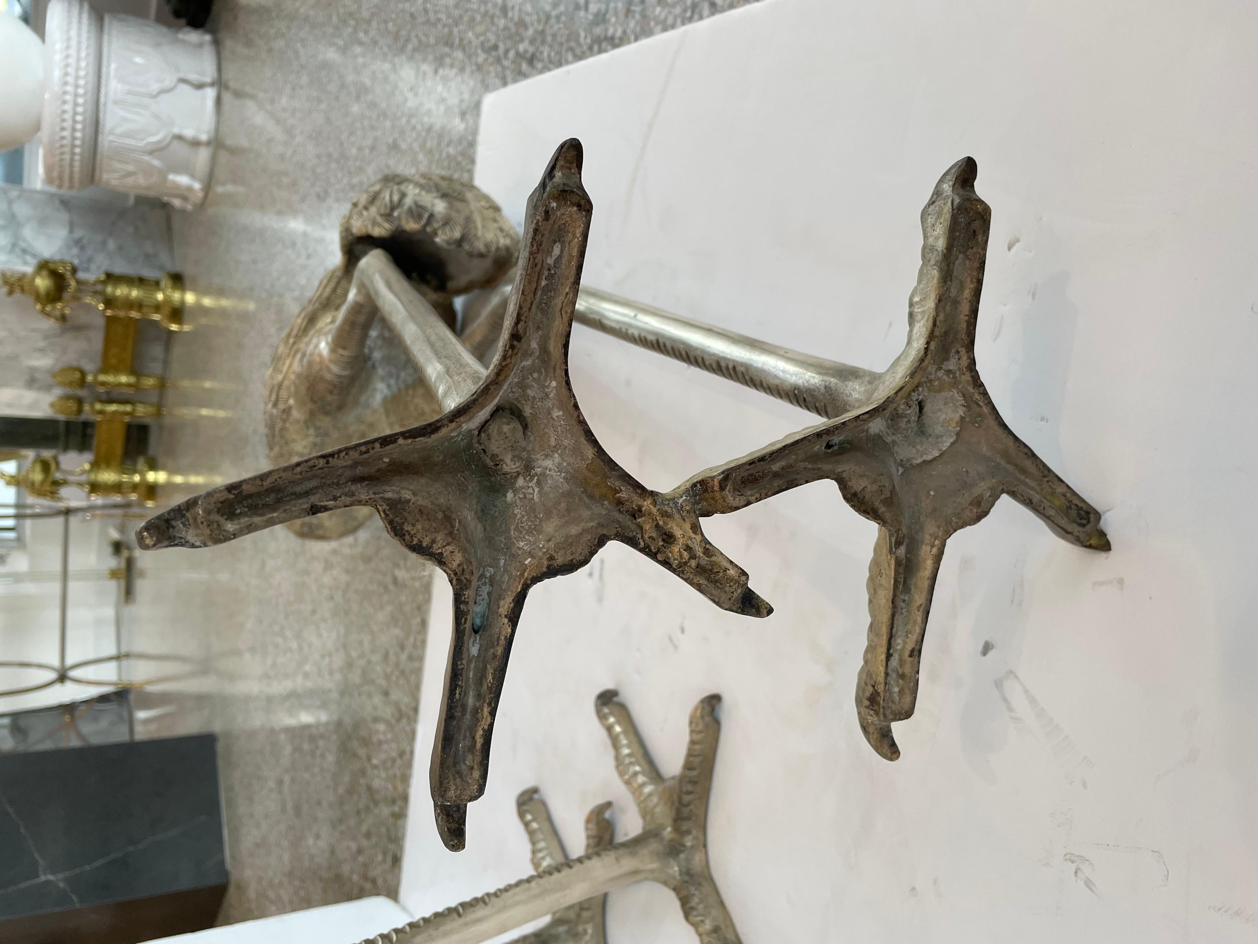 Set of Two Figures of Cranes in Patinated Nickel 8