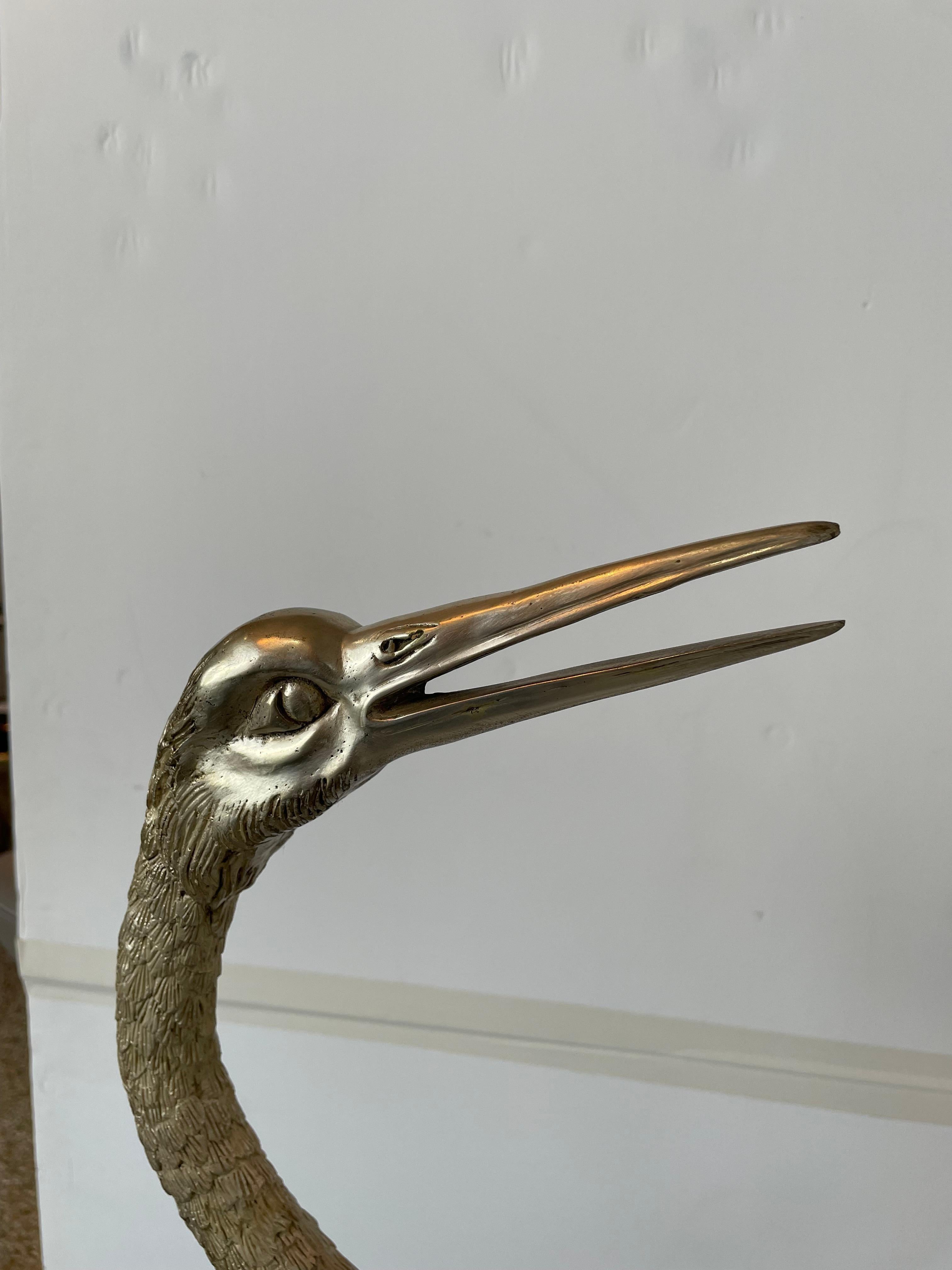 20th Century Set of Two Figures of Cranes in Patinated Nickel