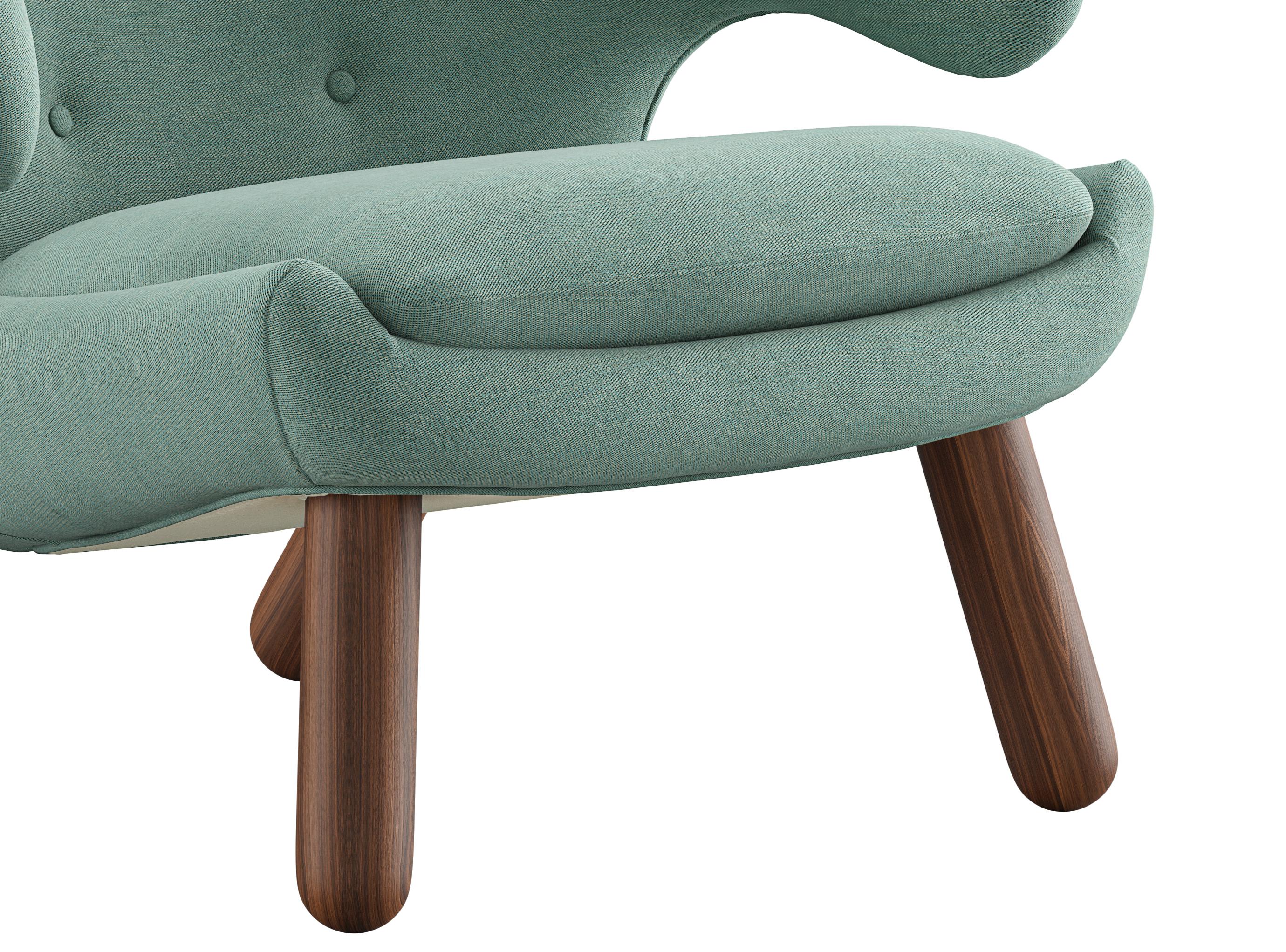 Contemporary Set of Two Finn Juhl Pelican Chair Upholstered in Wood and Fabric